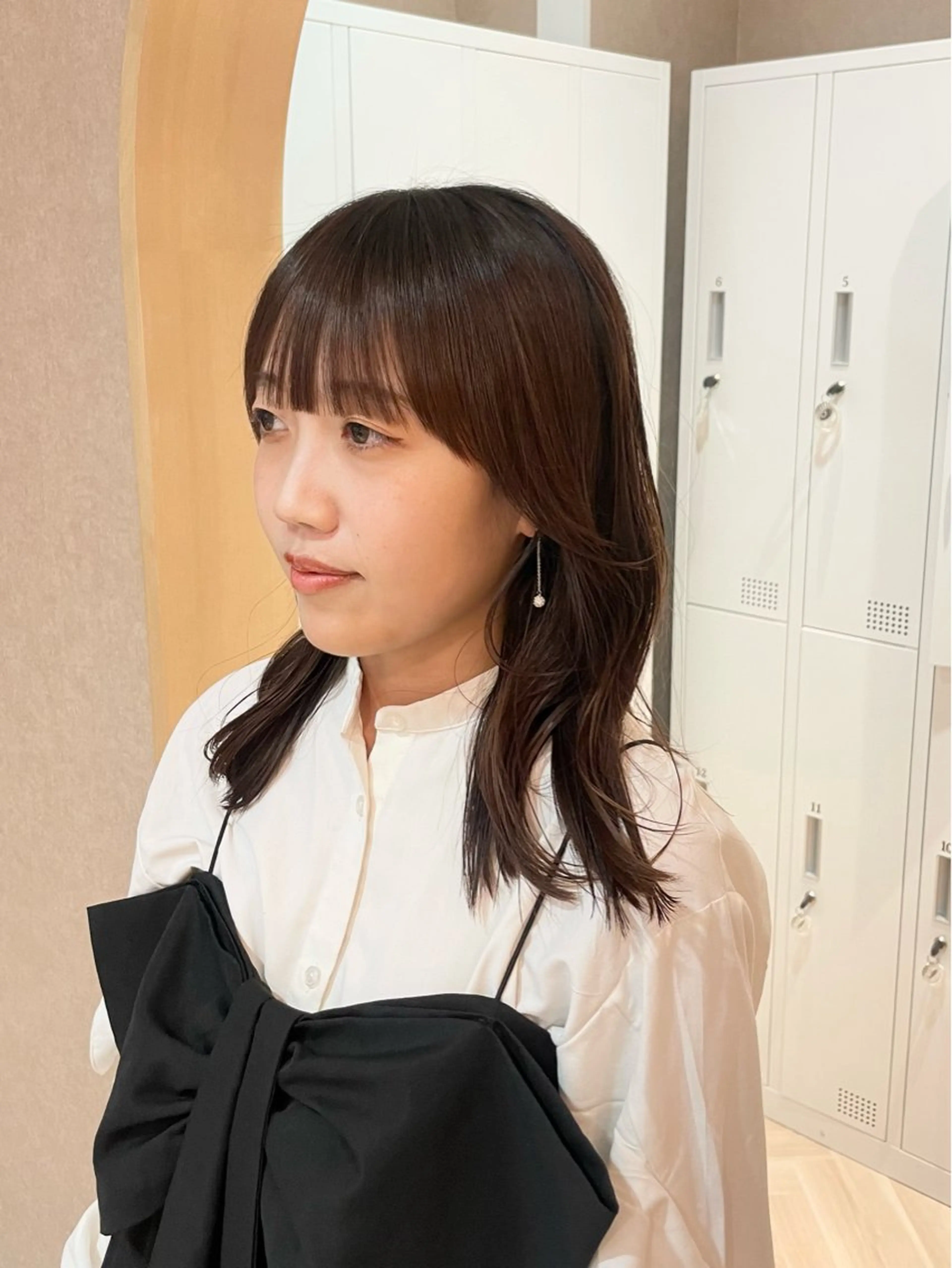 ミディアム 顔周りカット 似合わせカット 似合わせ/ベージュ /レイヤー/りほ🤍のヘアスタイル