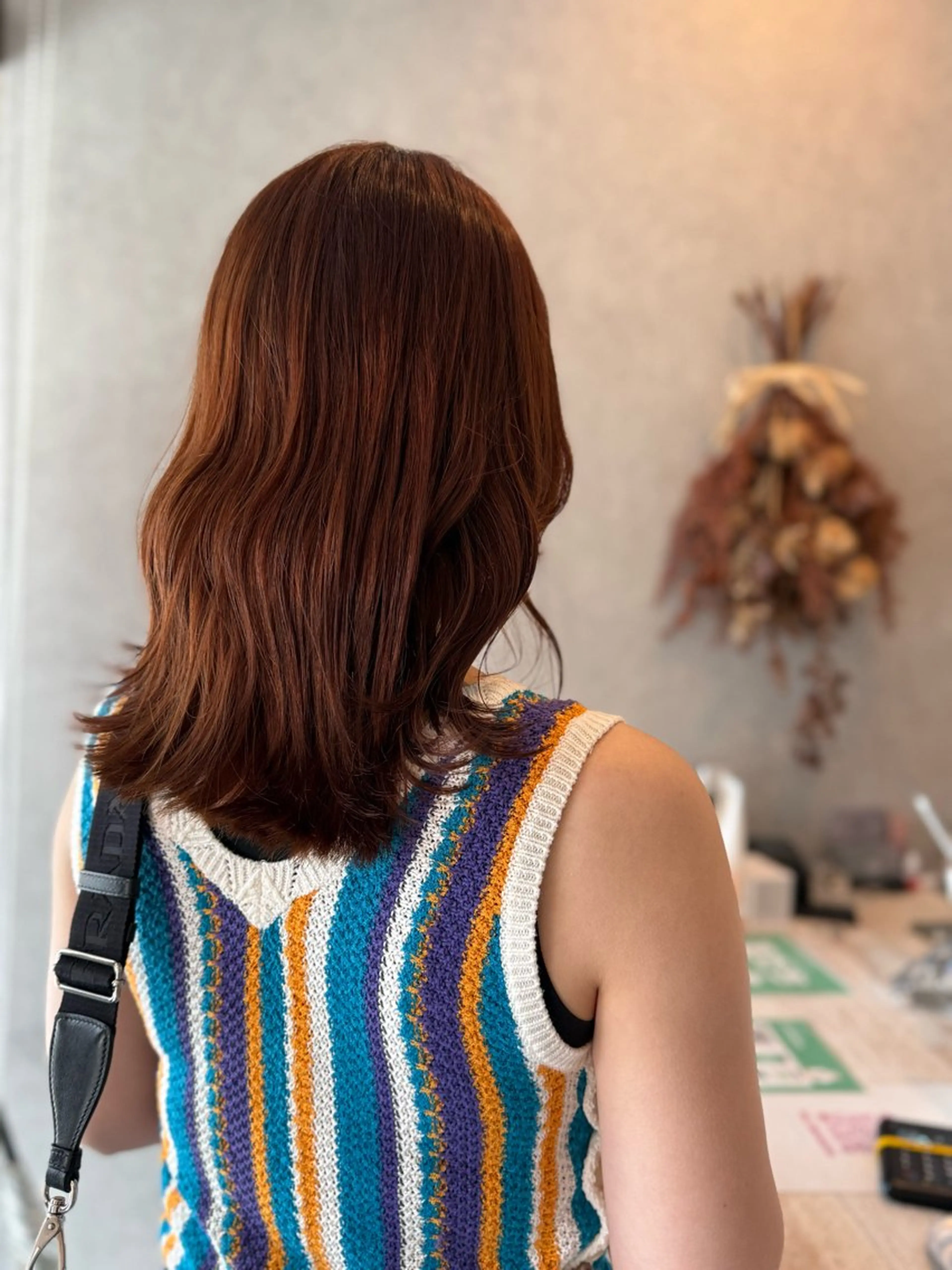 セミロング カラー オレンジ カット ヘアカラー Bish Yanaのヘアスタイル