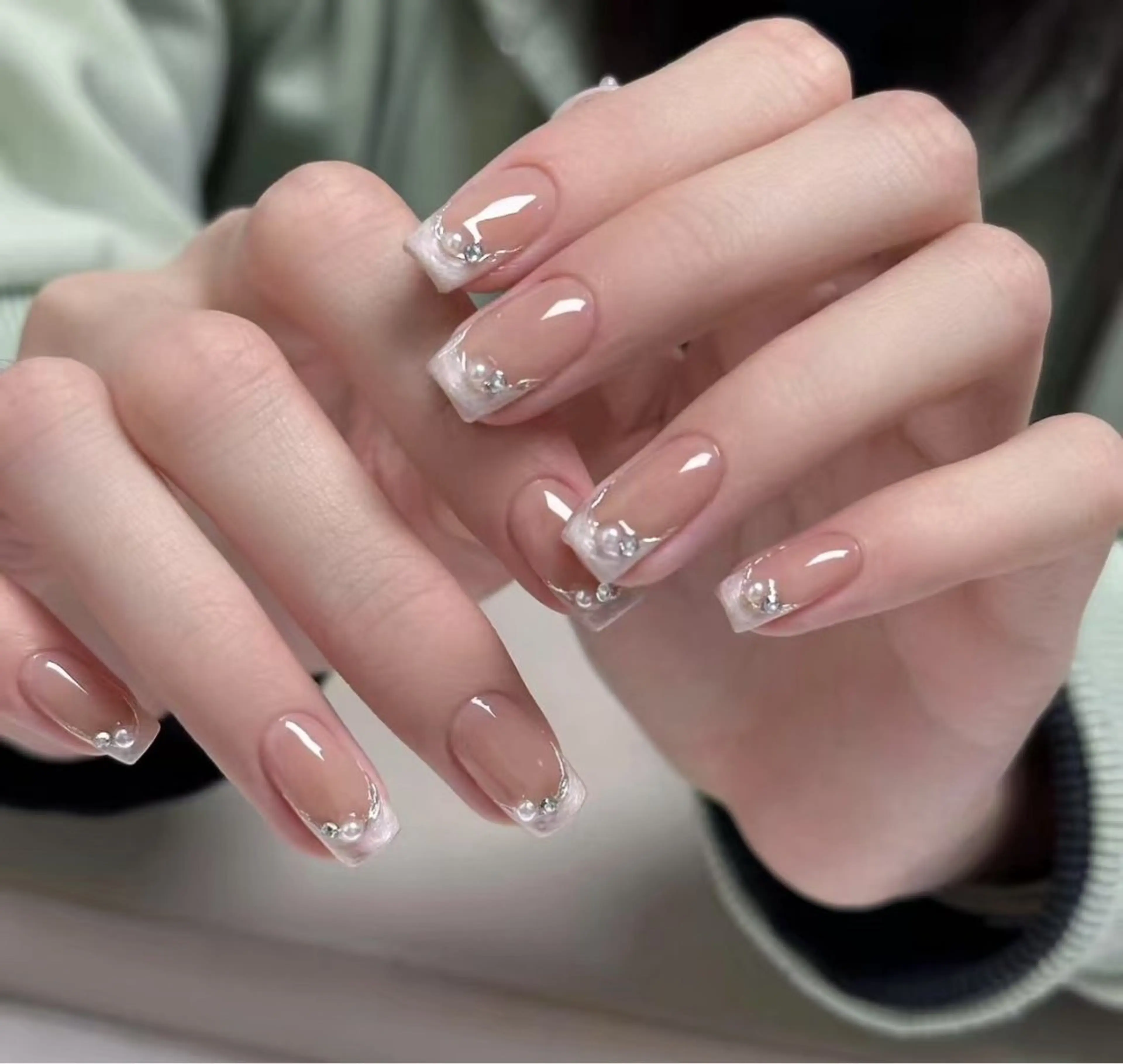 ネイル アートネイル チークネイル 長さ出し フラワーネイル ジェルネイル YK 美学院のネイルデザイン