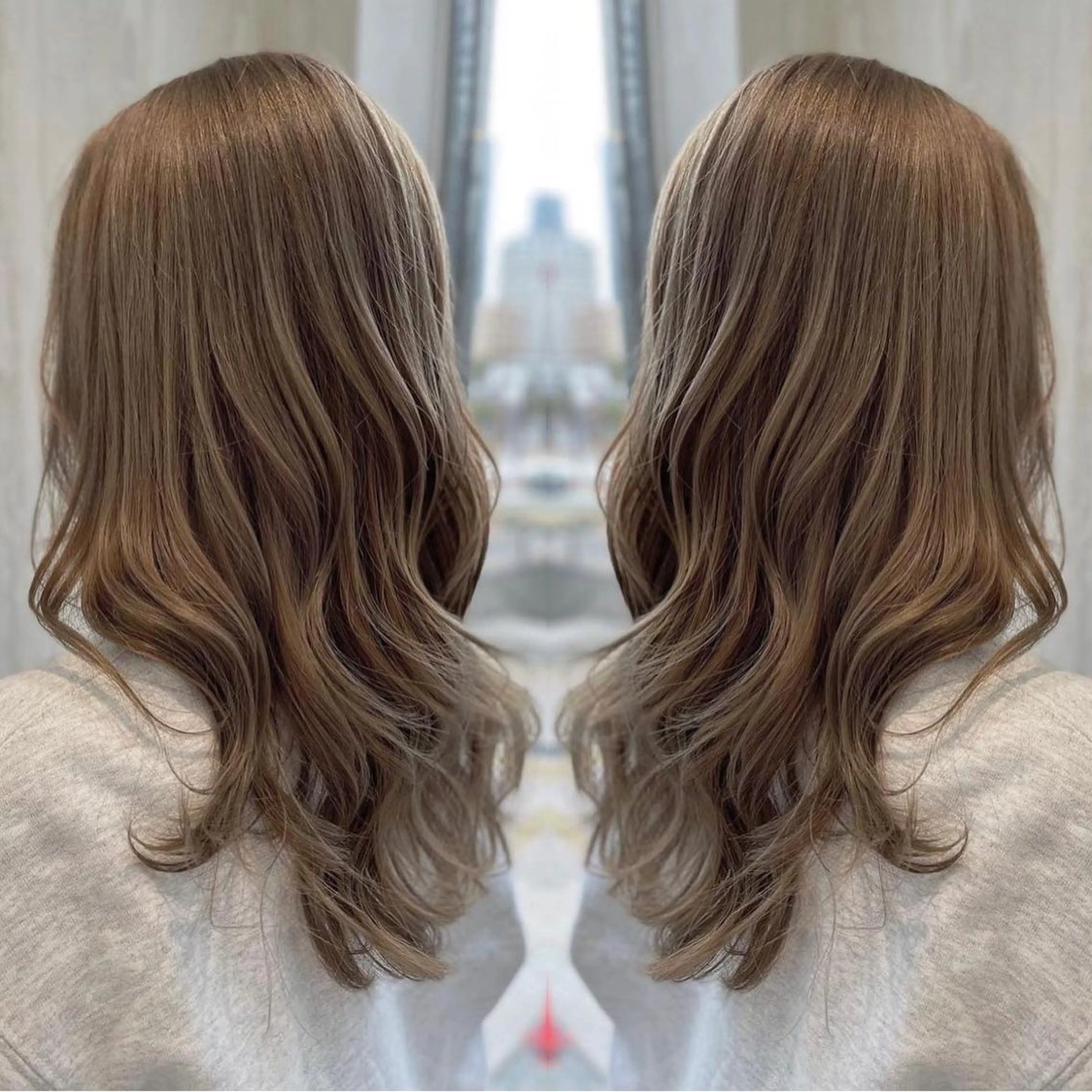 セミロング カラー アッシュ ベージュカラー ケアカラー 透明感カラー ミルキーベージュ ヘアカラー トリートメント 河合秀明/ショート /ボブ/レイヤーのヘアスタイル