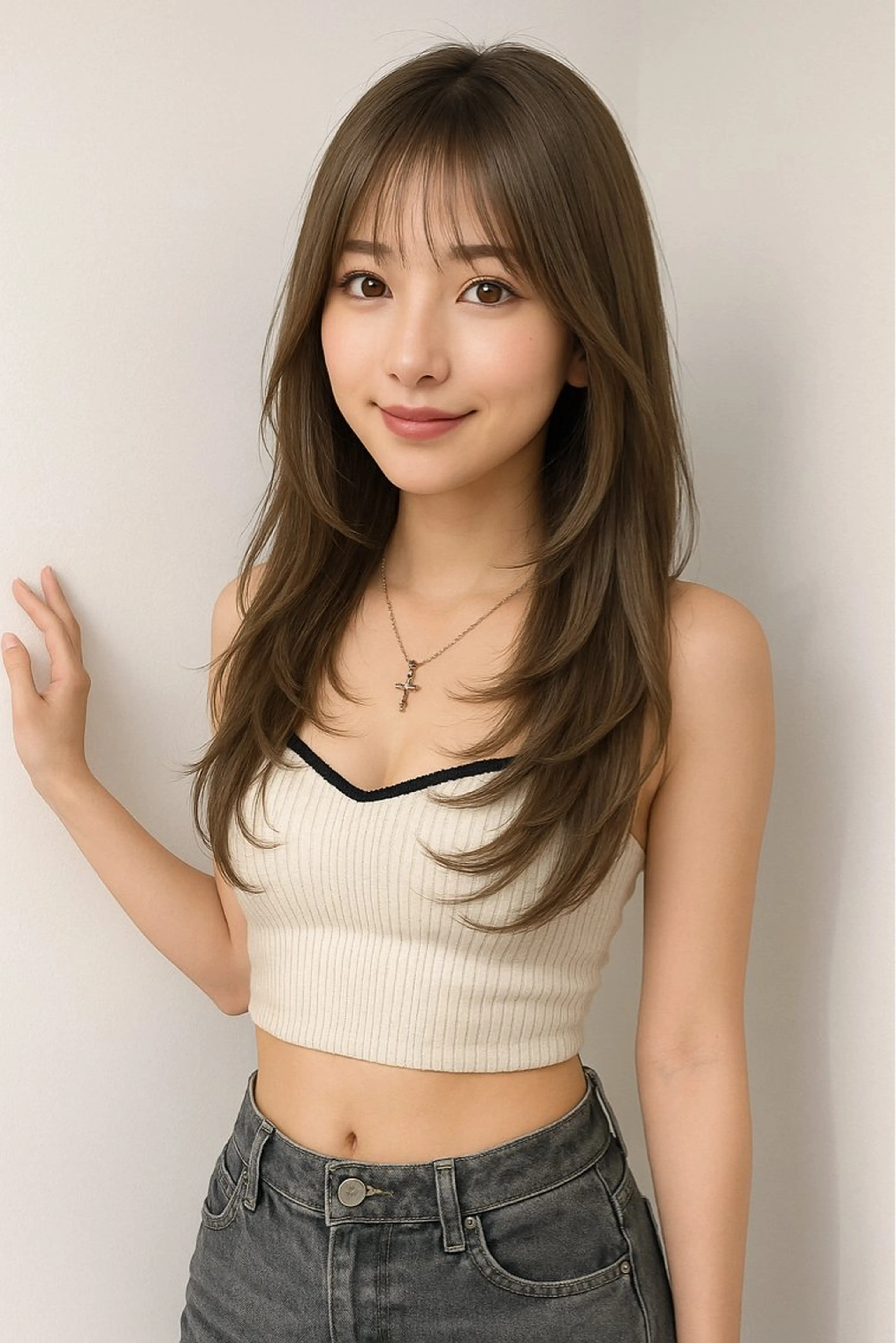 ロング カラー パーマ ヘアアレンジ メンズ キッズ カット ヘアカラー トリートメント 🦋韓国レイヤー｜ 透明感グレージュ🦋のヘアスタイル