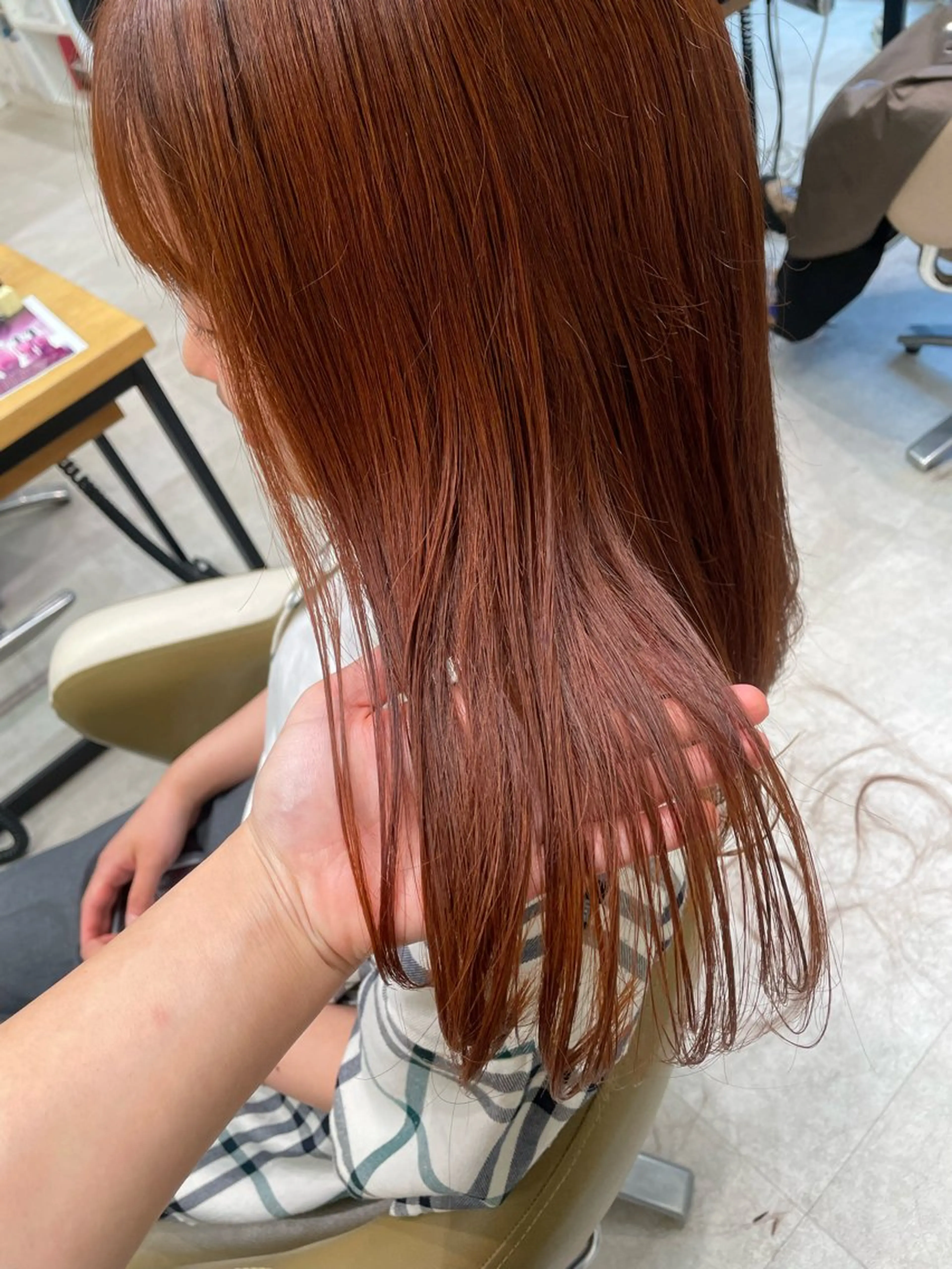 ロング カラー ブリーチ ブラウンカラー ブリーチなしカラー オレンジ オレンジブラウン ヘアカラー ボブ/インナーカラー /眉毛/Miyuのヘアスタイル