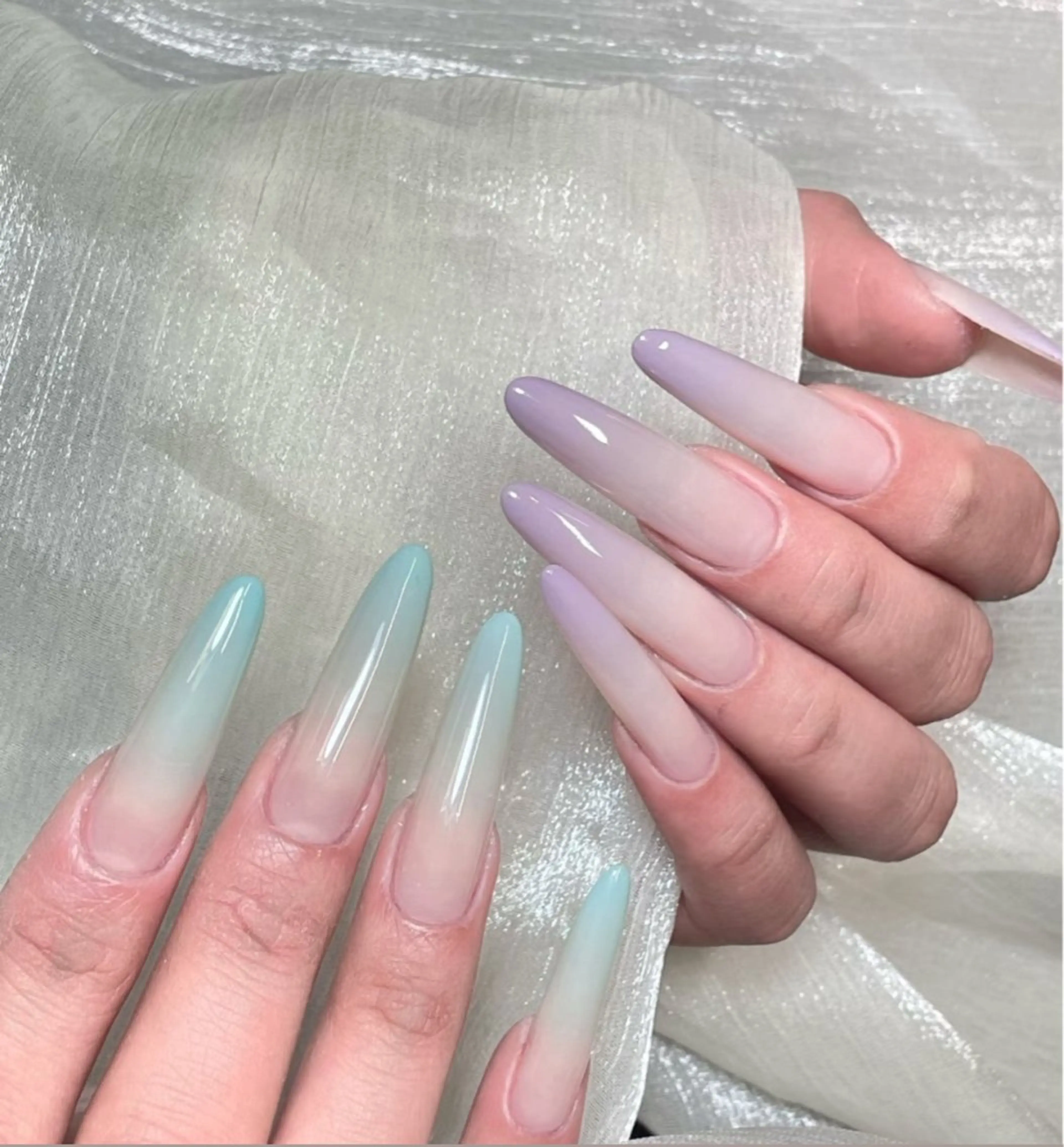 ネイル アートネイル オーロラネイル チークネイル フレンチネイル ガラスフレンチ 🎀🎀YooLi Nail Salonのネイルデザイン