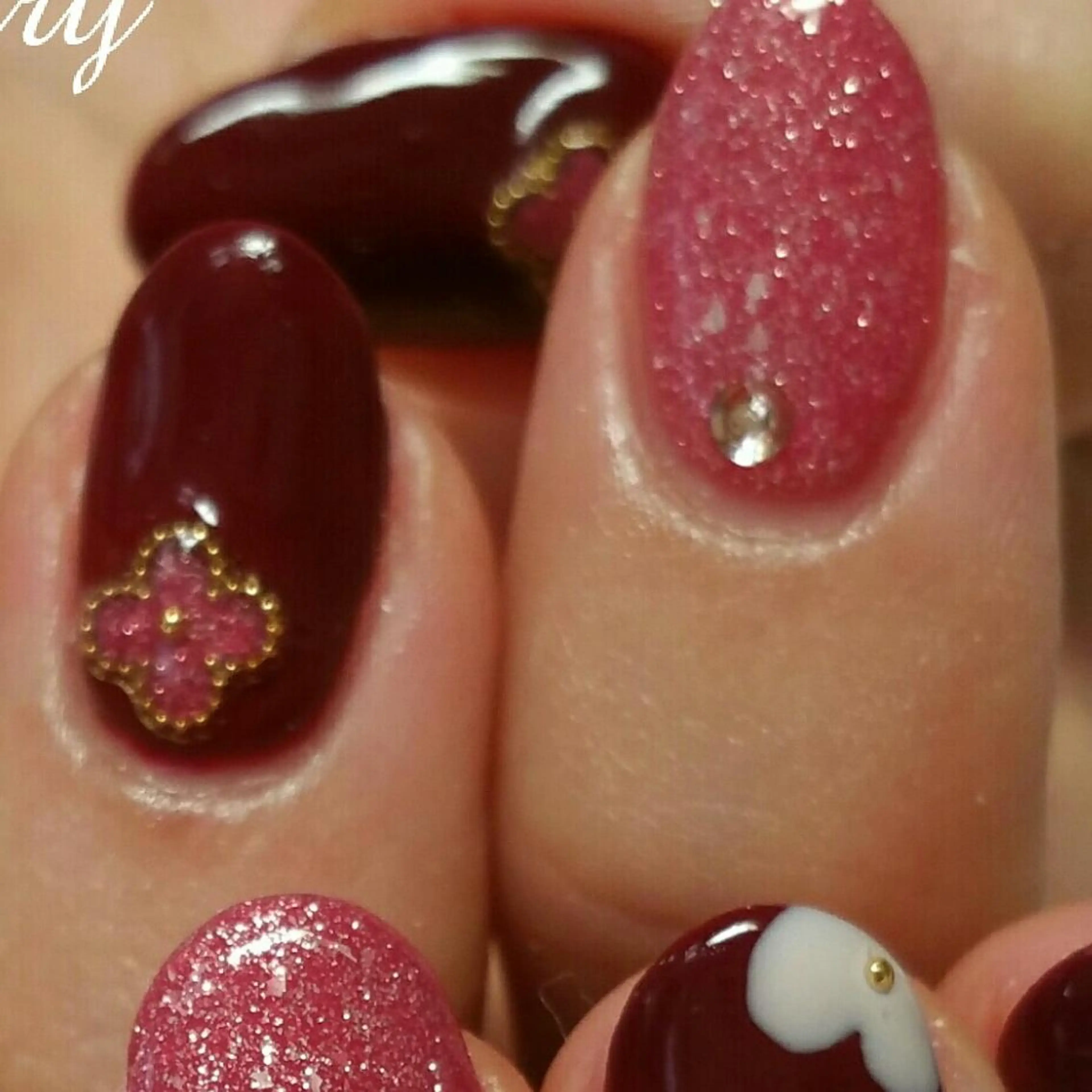 ネイル ボルドー ハンドネイル ネイリスト なつみのネイルデザイン