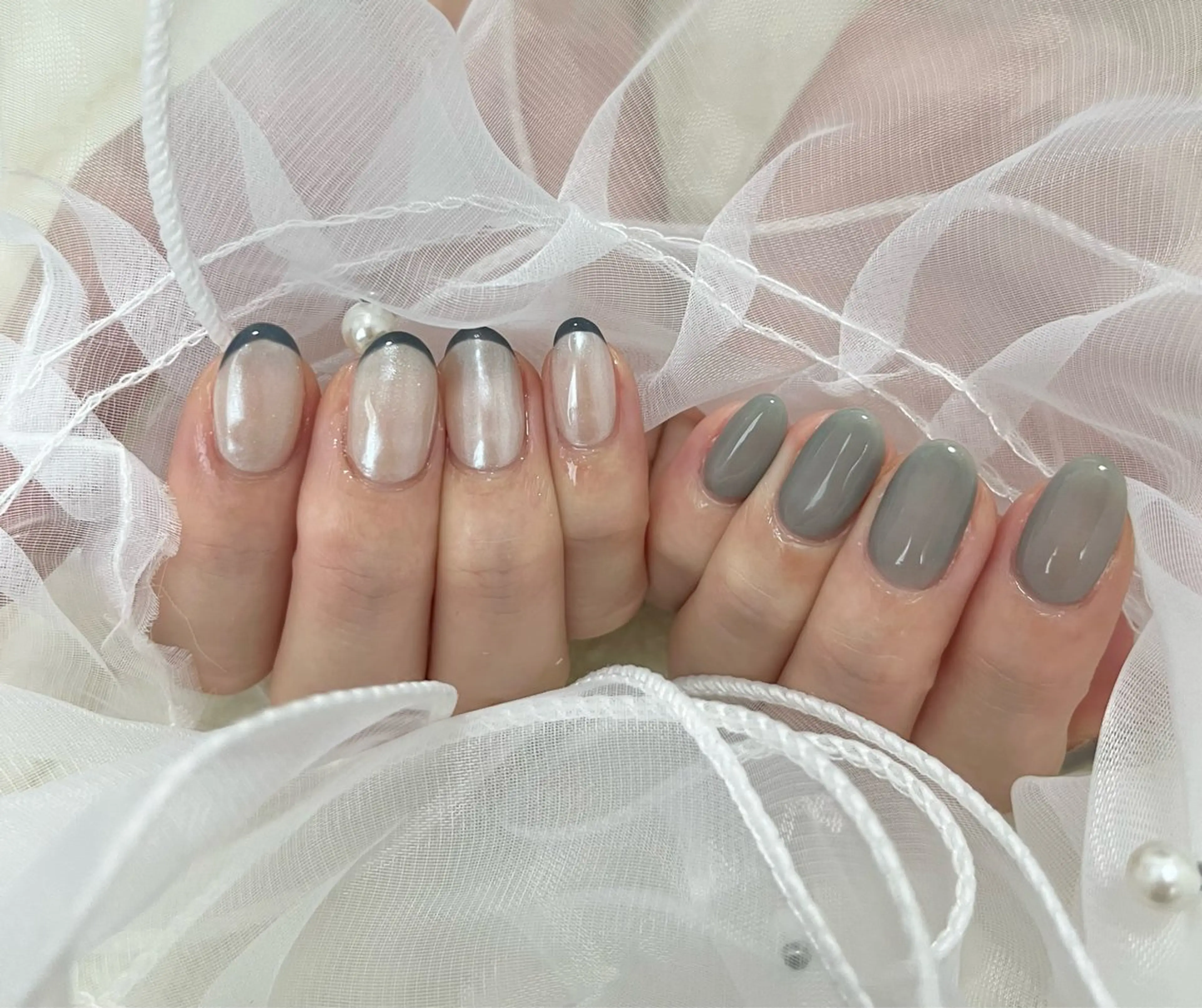 ネイル ミラーネイル ホワイト ハンドネイル わたなべ さやかのネイルデザイン