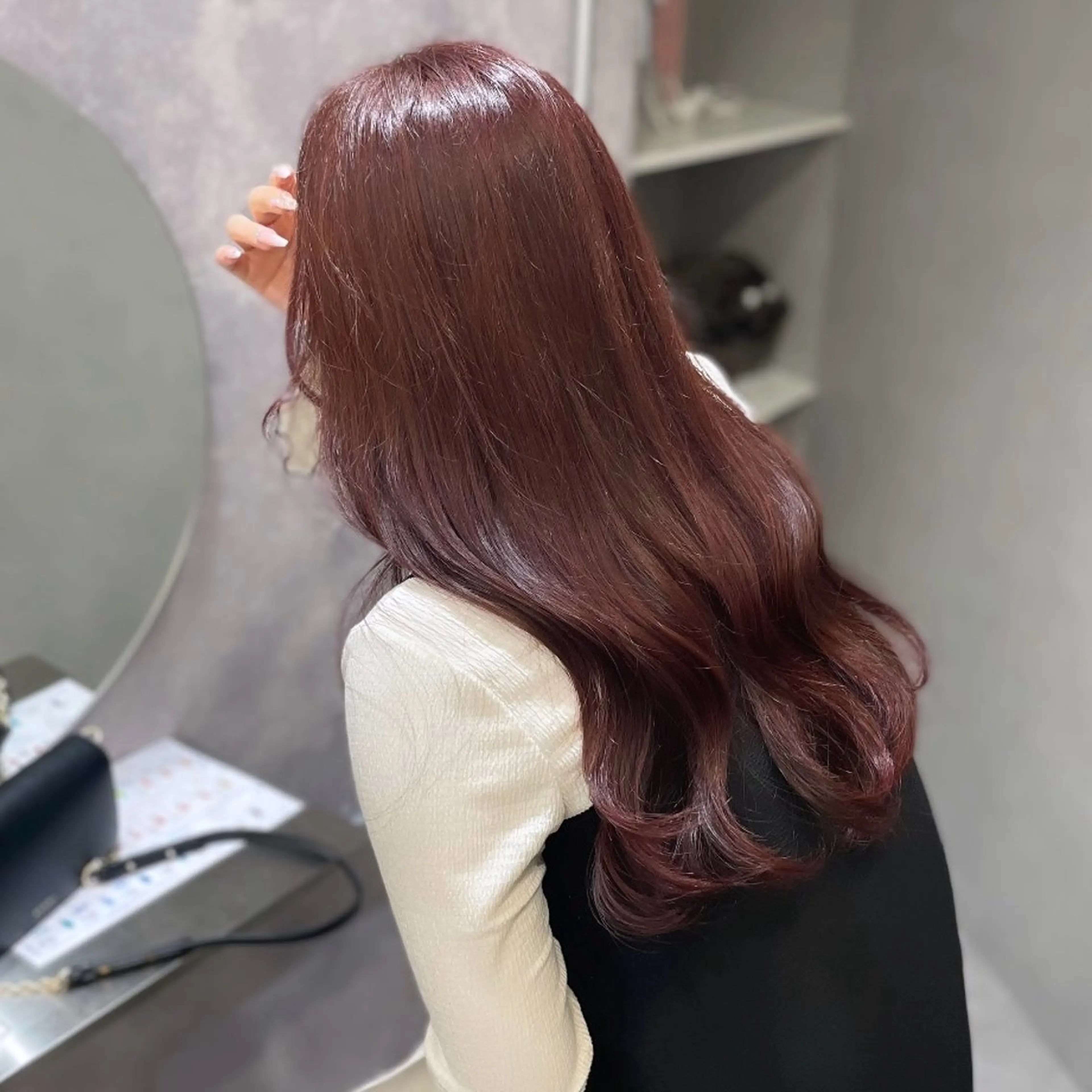 ロング カラー ブリーチ ブラウンカラー ダブルカラー ブリーチなしカラー ピンクカラー ヘアカラー Rui/透明感カラー 暖色/レイヤーカットのヘアスタイル