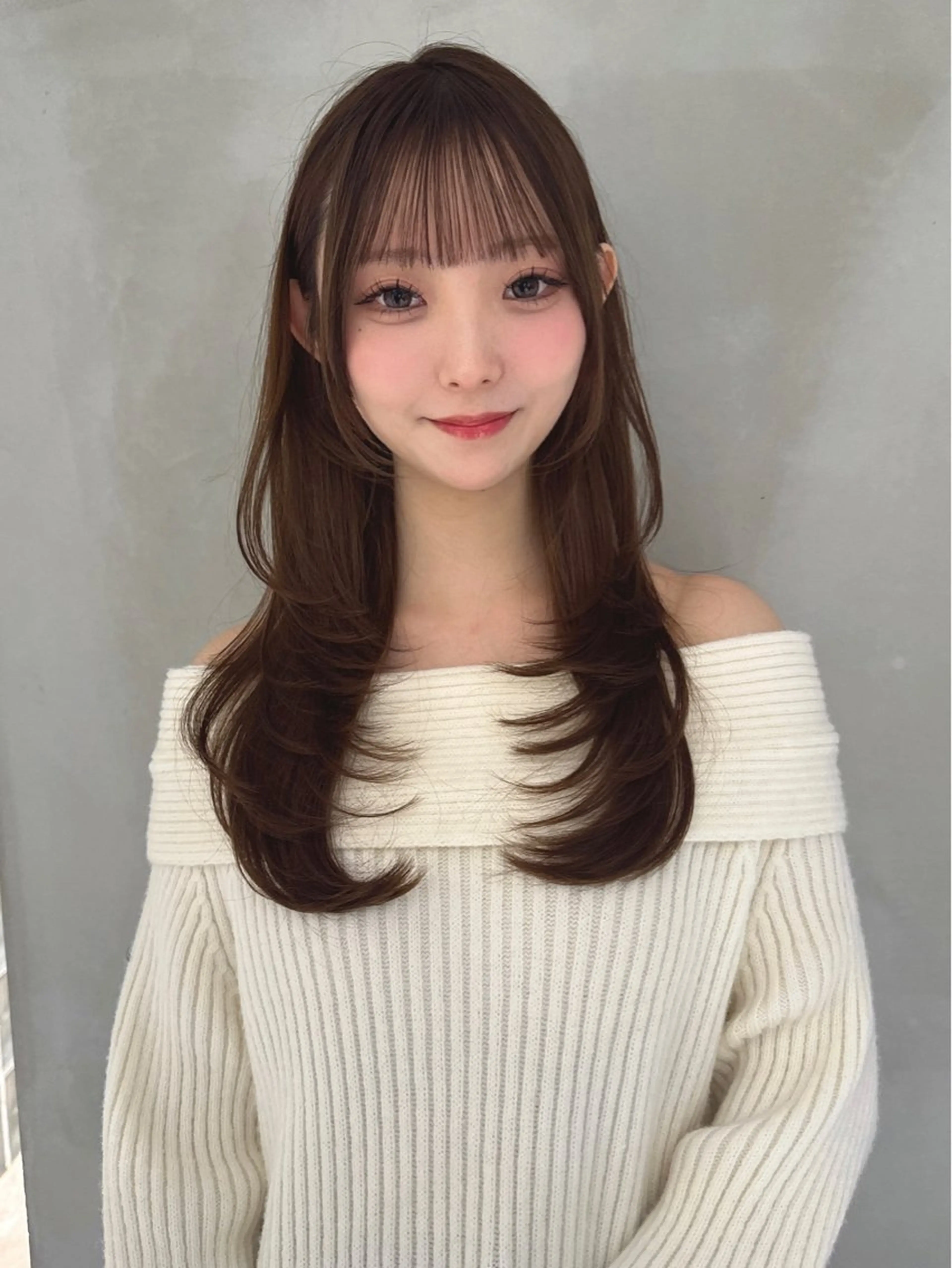 ロング 岡田準希/韓国/透明 感カラー/美髪矯正のヘアスタイル