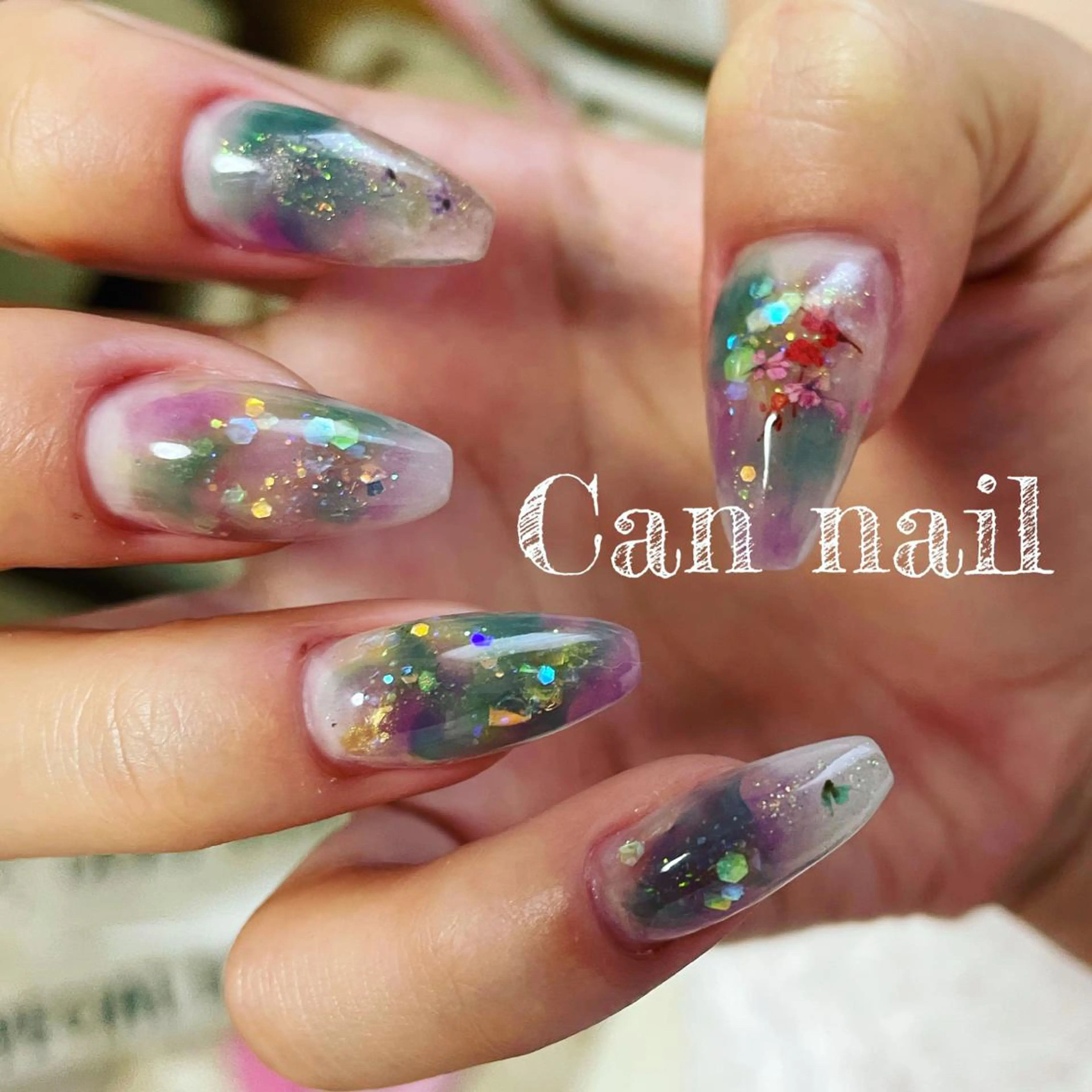 セミロング ネイル アートネイル クリアネイル ジェルネイル スカルプネイル Parfum パルファンのネイルデザイン