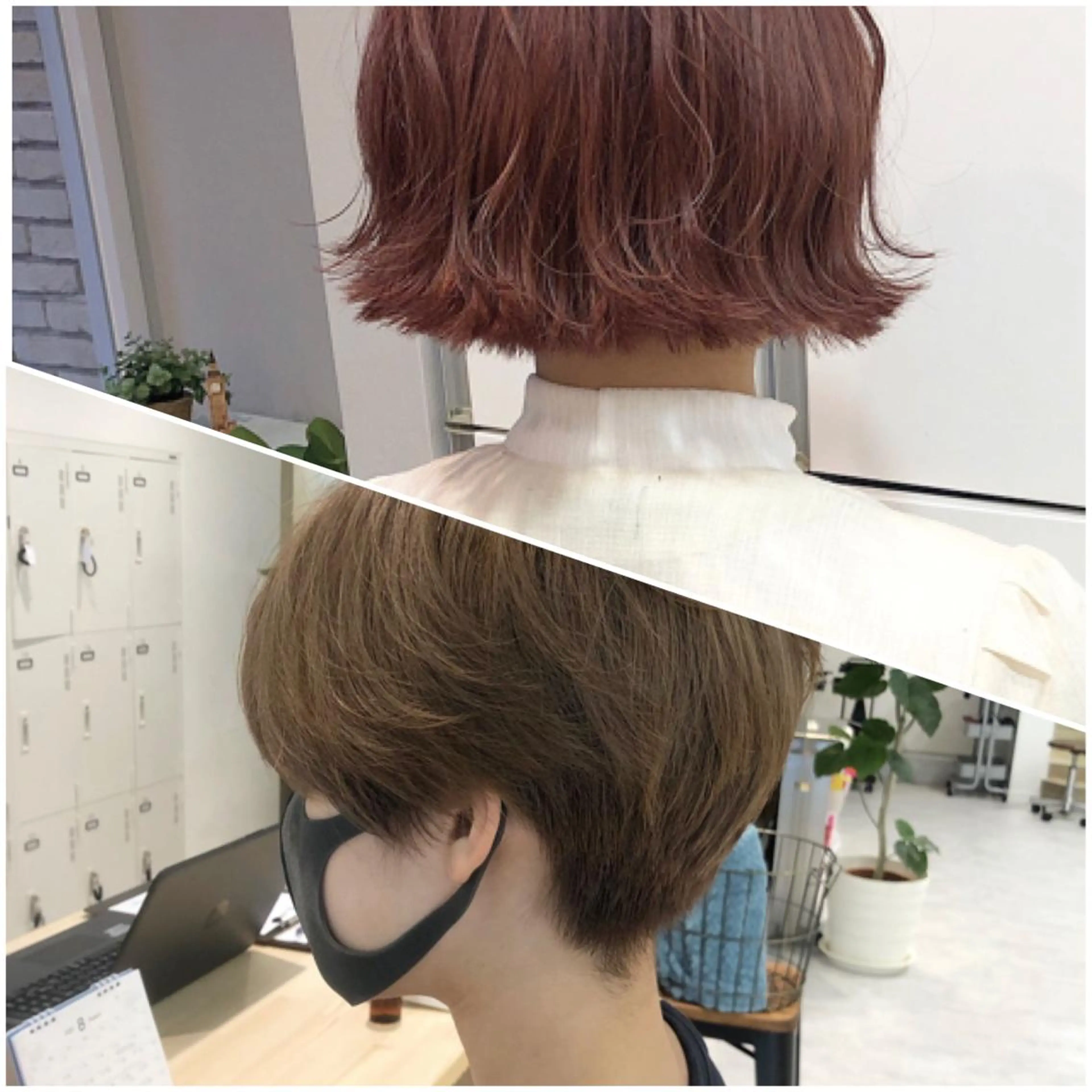 カラー レイヤー/顔まわり カット/地毛風カラーのヘアスタイル