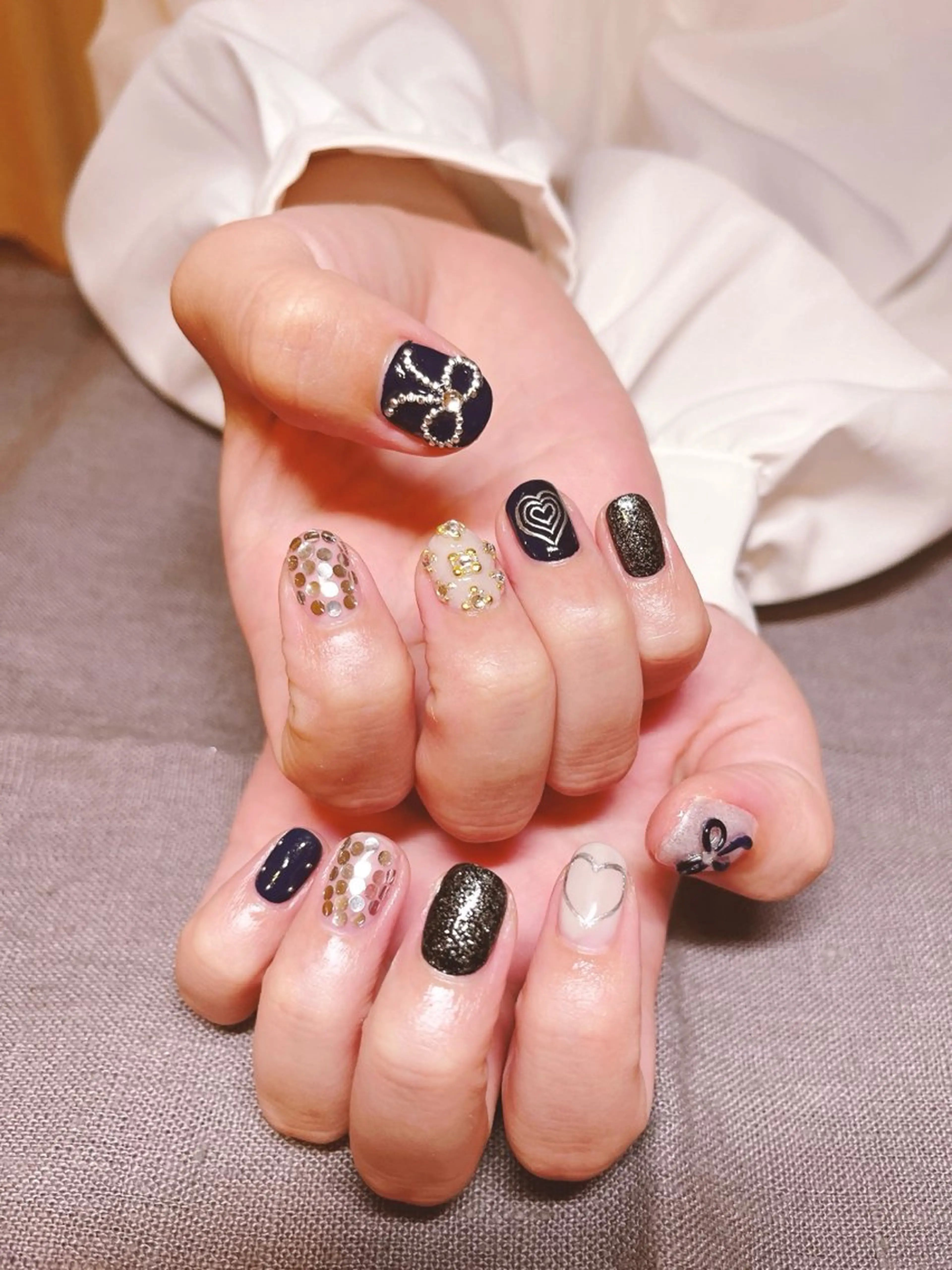 ネイル 持ち込み リボン atelier mofのネイルデザイン