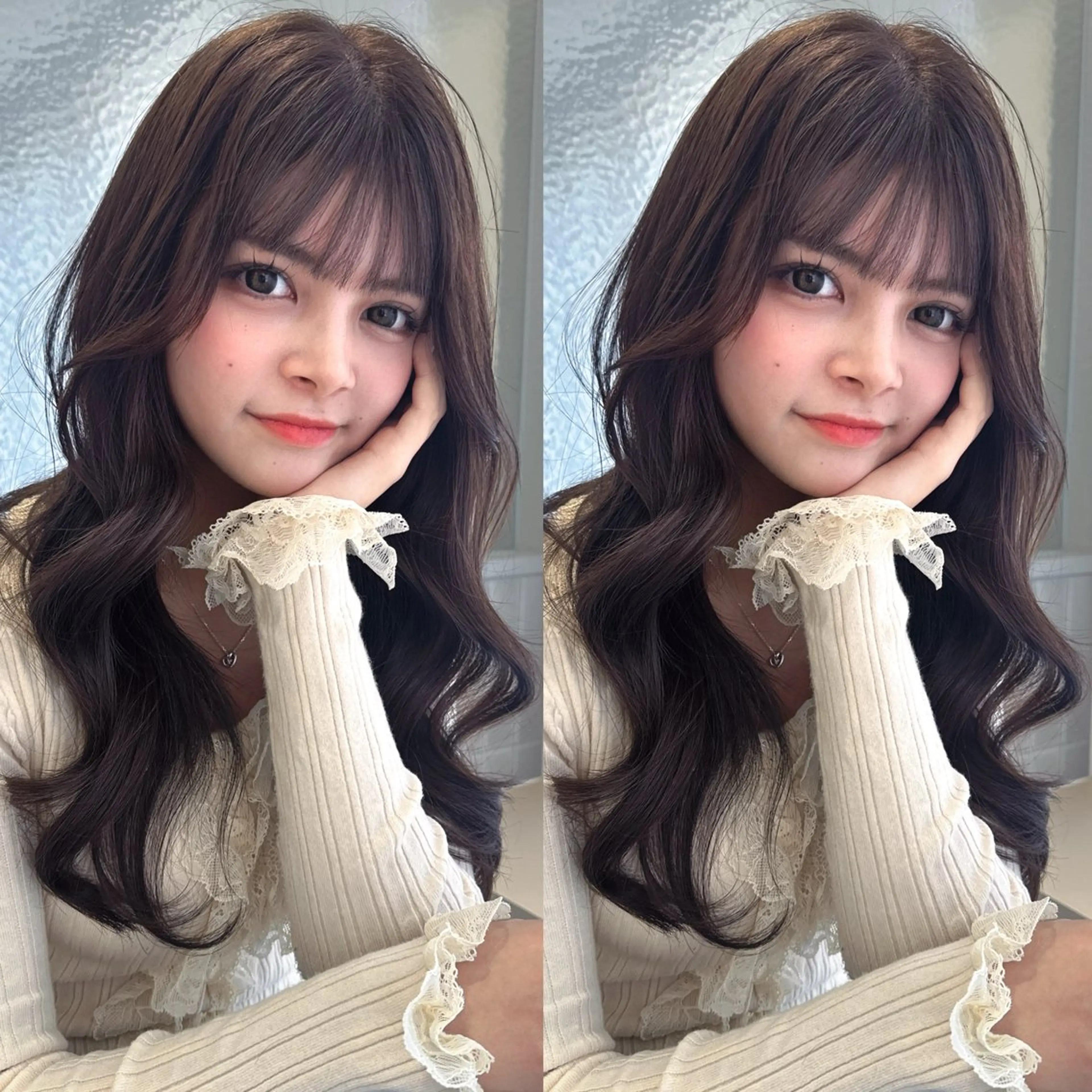 ロング オリーブカラー 長谷川のヘアスタイル