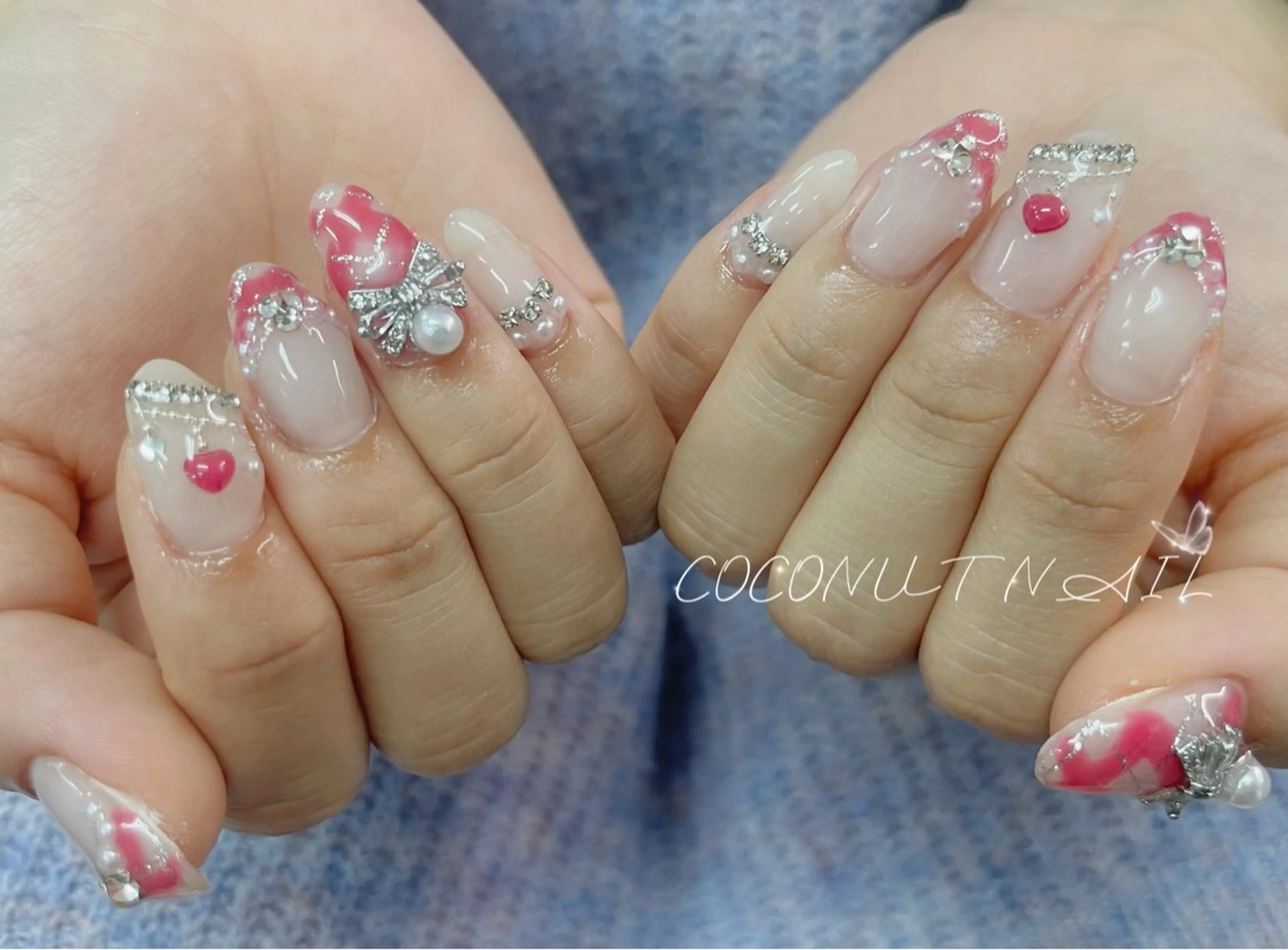 ネイル べっ甲ネイル フレンチネイル キラキラネイル ラメ(グリッター) マグネットネイル ハンドネイル 神田 ココナッツのネイルデザイン