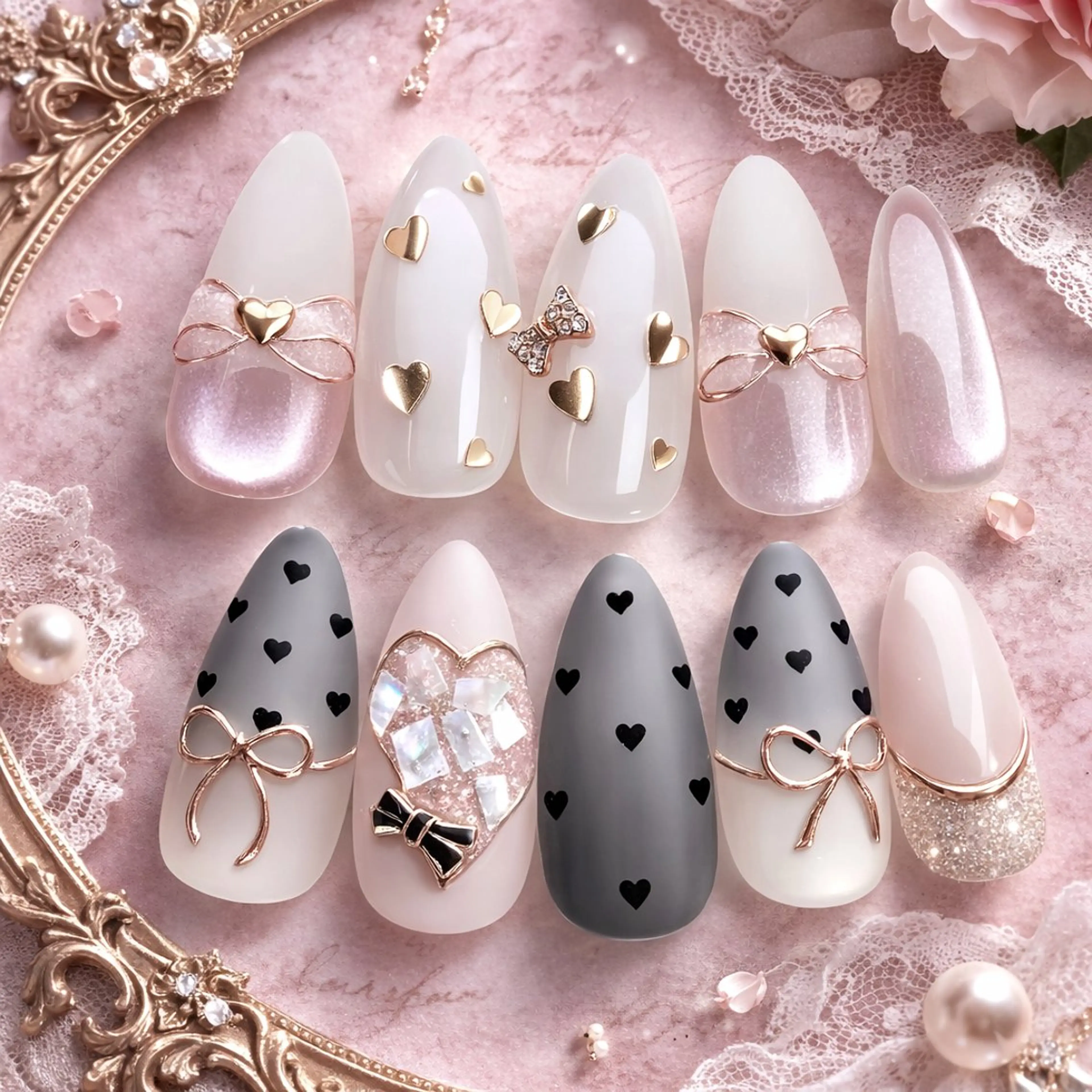 ネイル アートネイル ゴールド 春ネイル ハンドネイル Roger 舞のネイルデザイン