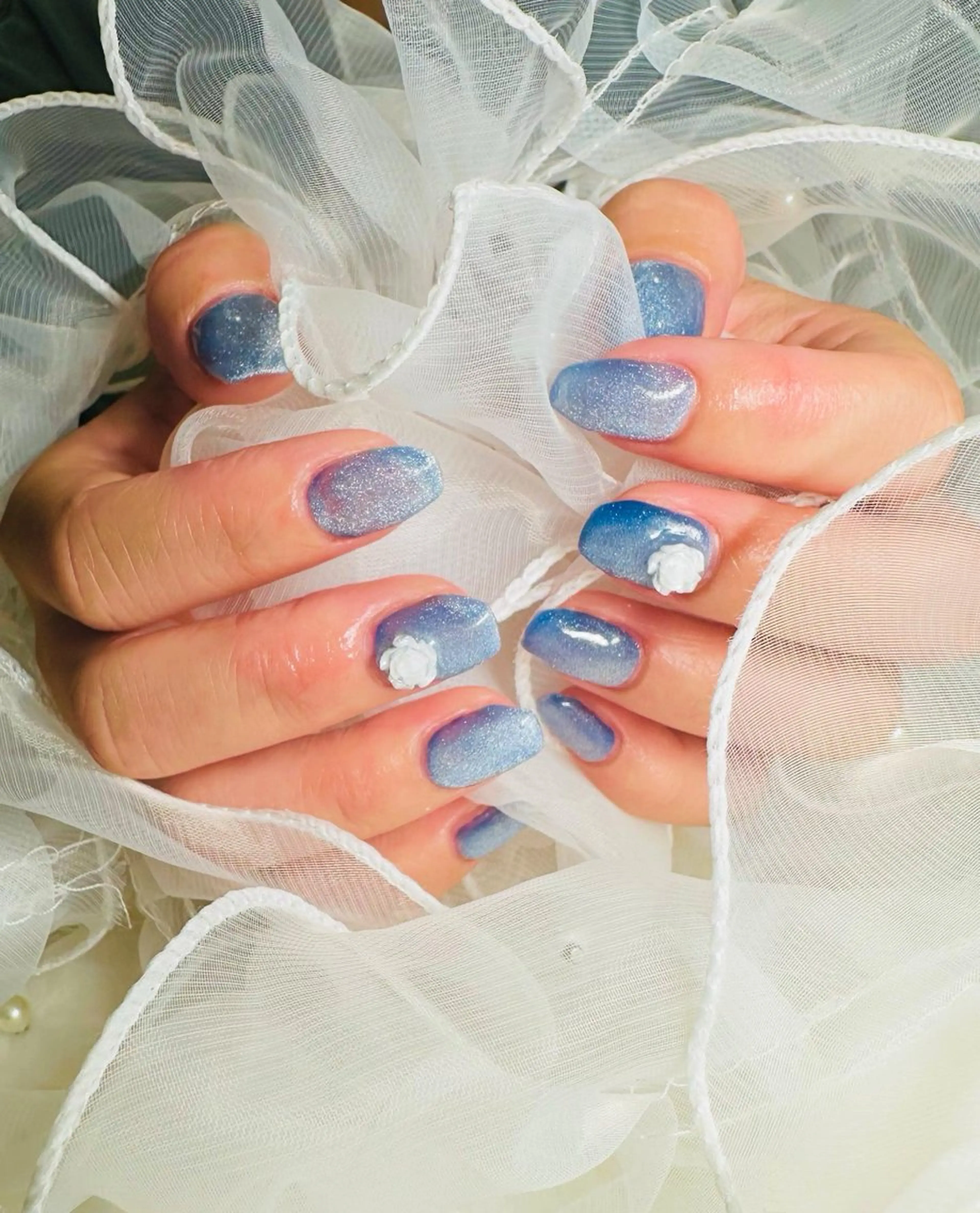 ネイル ブルー マグネットネイル ネイビー ネイルサロンエレノア所属・田端 笑理菜のネイルデザイン