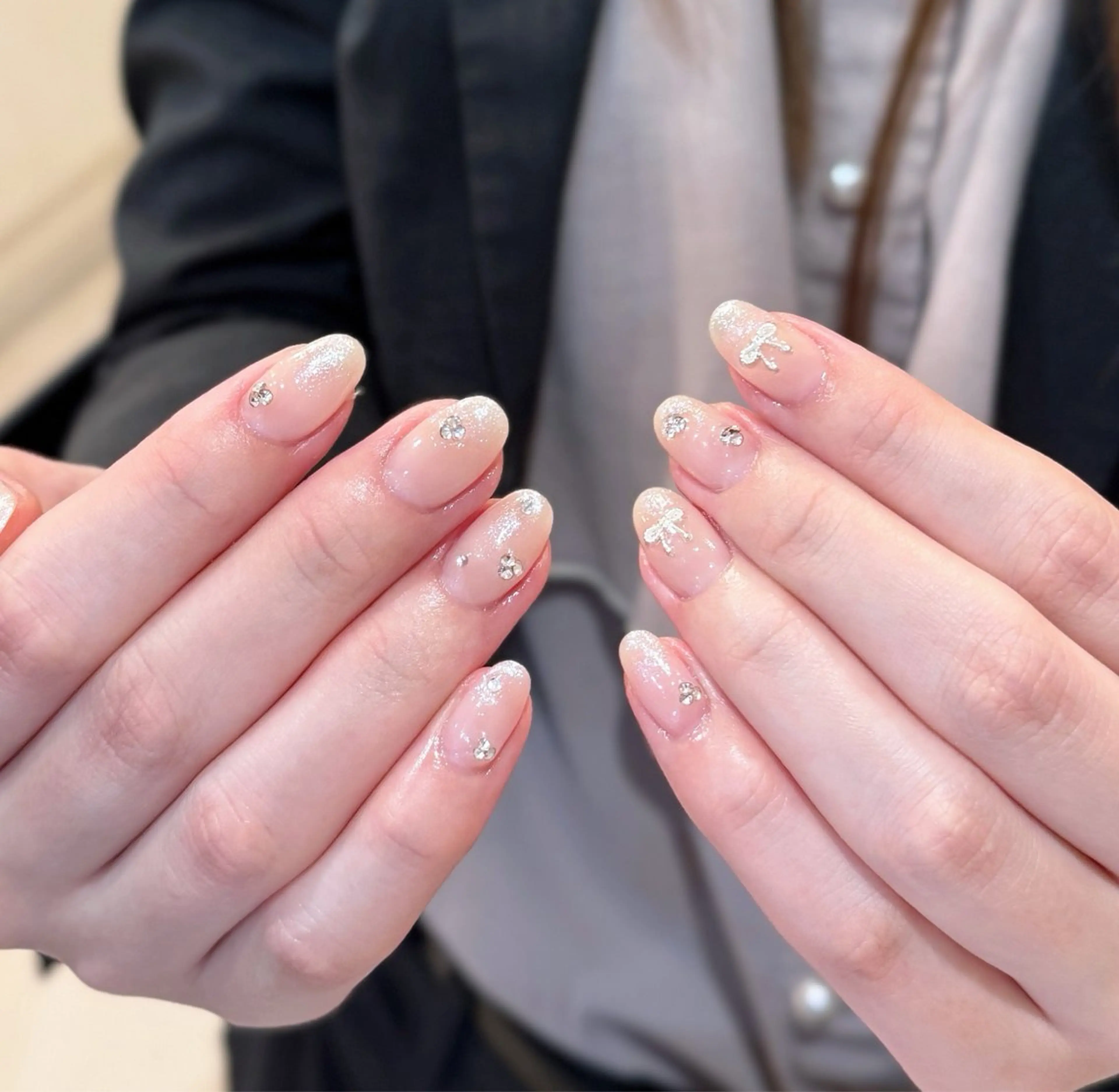 ネイル オーロラネイル チークネイル フレンチネイル ガラスフレンチ グラデーション ハンドネイル H&Bsalon カイのネイルデザイン