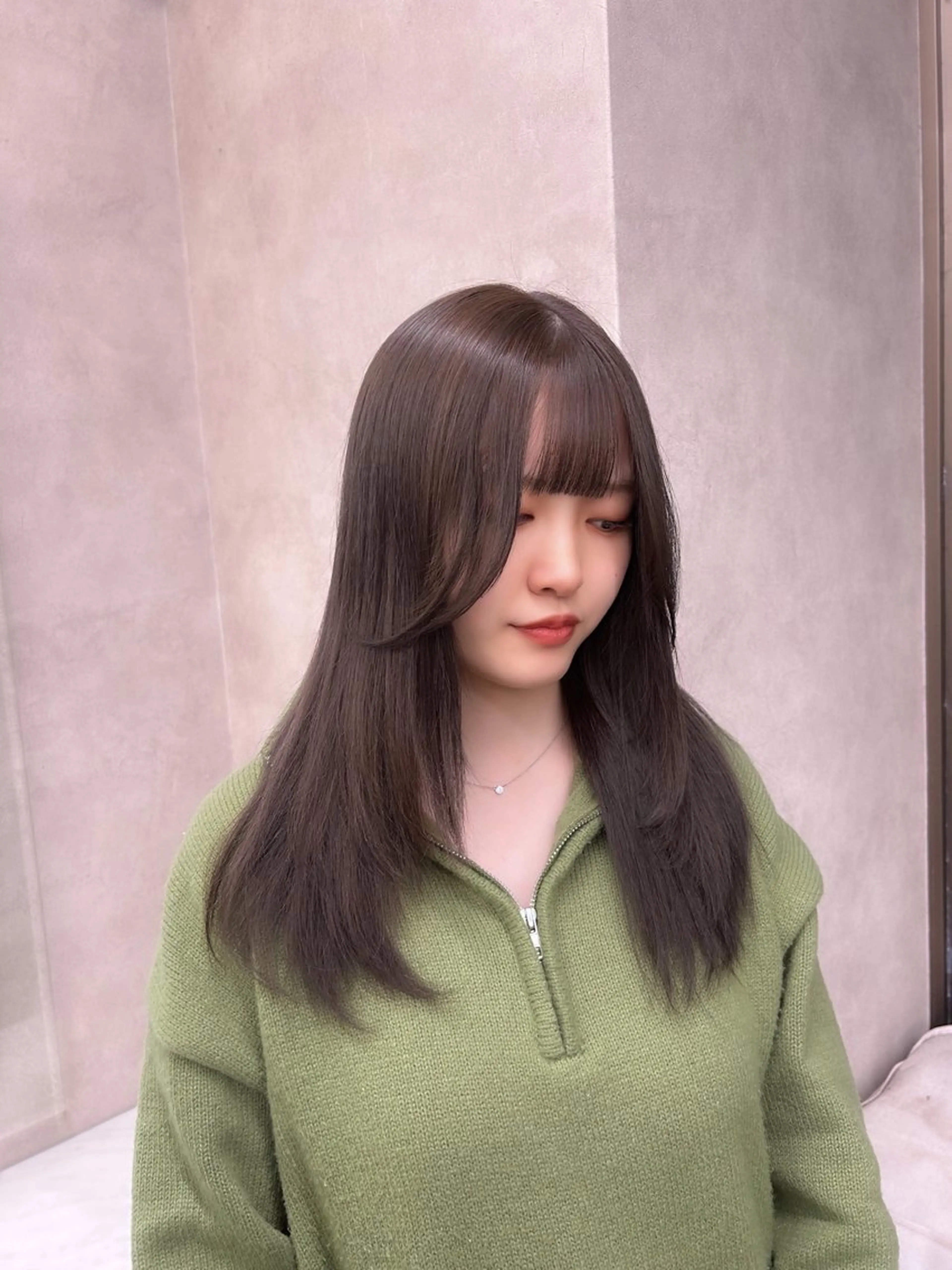 ロング カラー パーマ ヘアアレンジ メンズ キッズ ヘアカラー トリートメント ヘアセット ブリーチなしカラー/ ブラウン/レイヤーのヘアスタイル