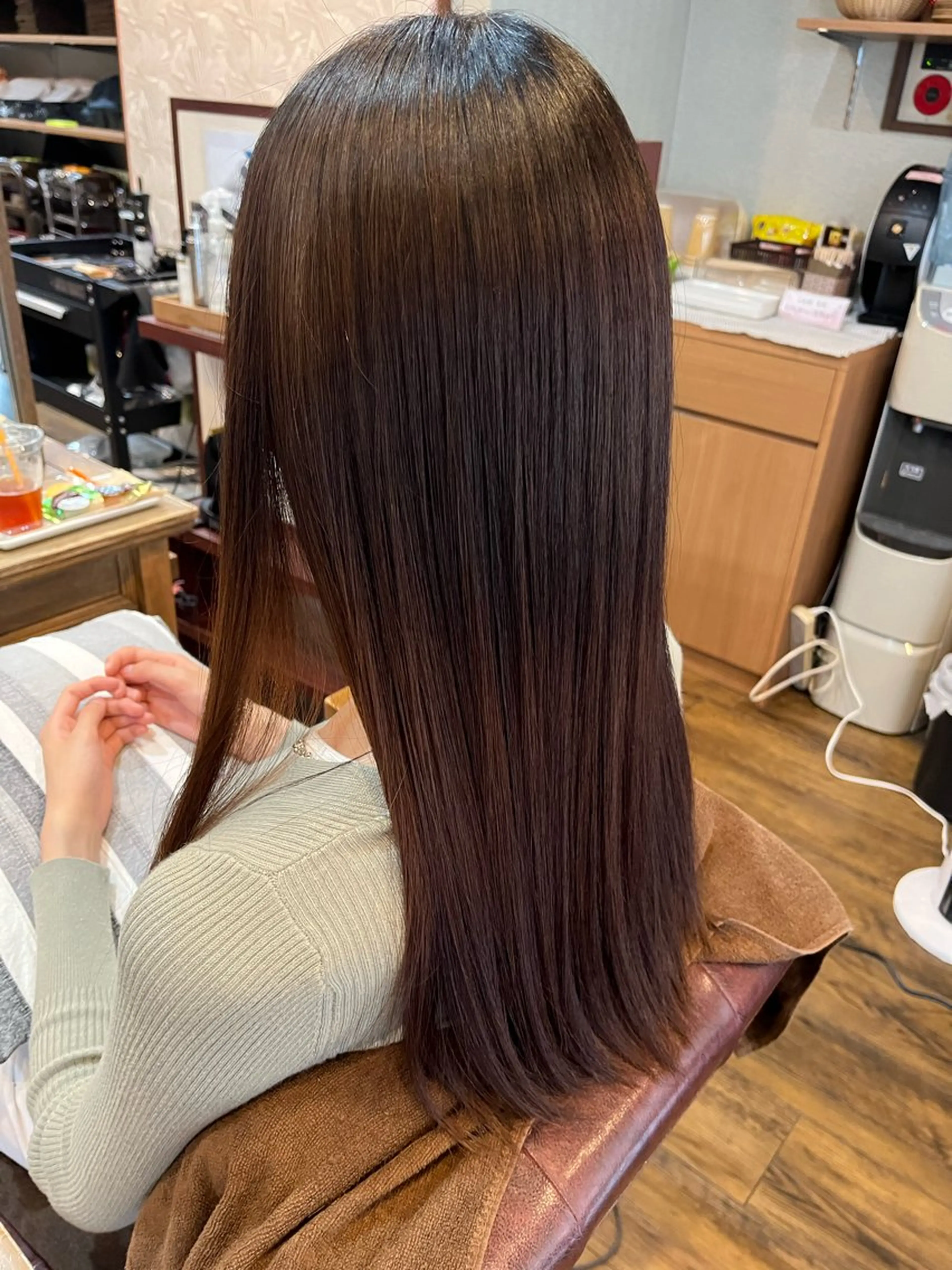 🎯【寺田町/土日月限定❗️】髪質改善ストレート×暖色艶カラー(寒色も🉑)×集中補修ラメラTR✨の写真