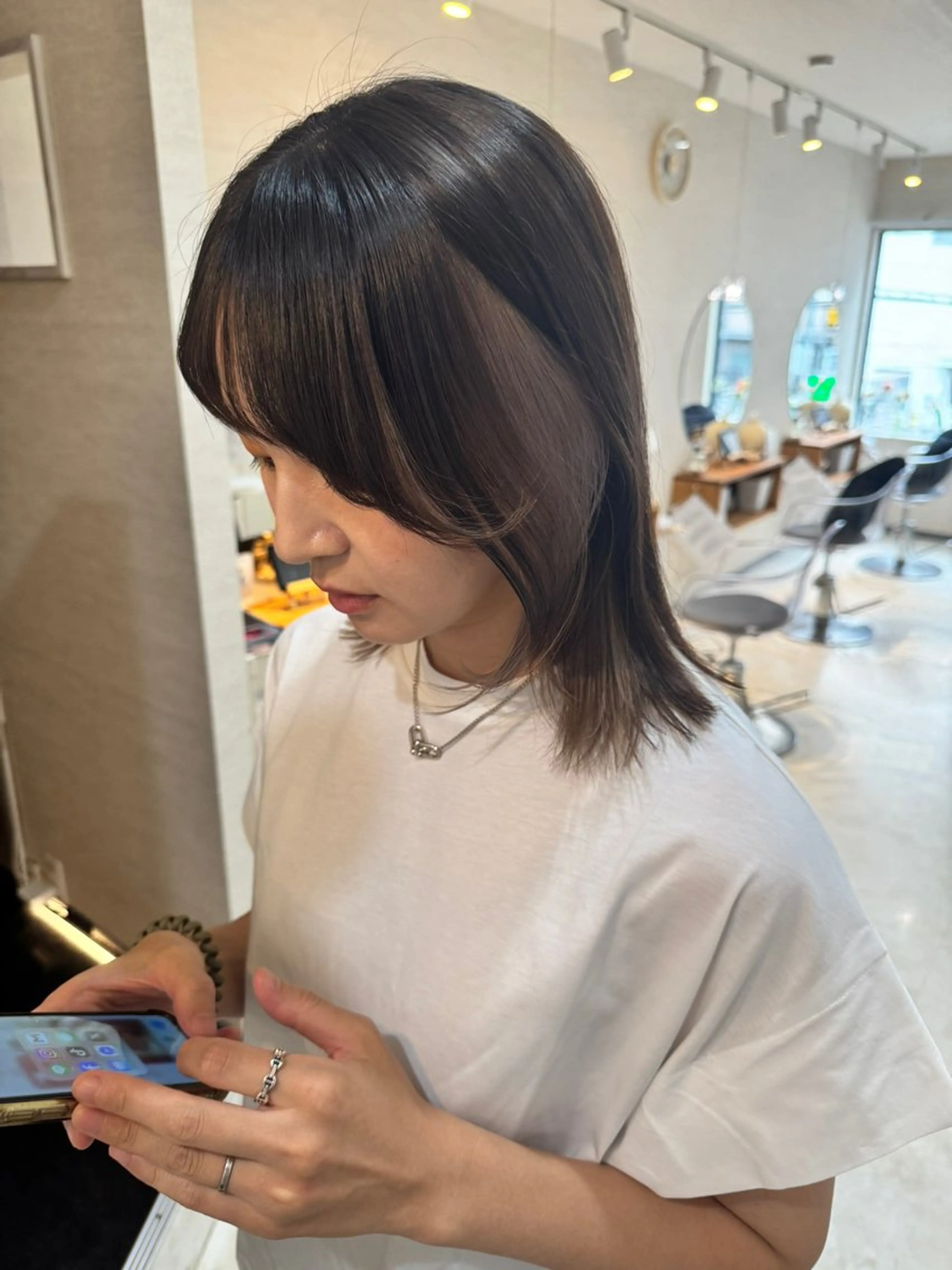 ミディアム カラー ヘアカラー トリートメント コイデ リュウセイのヘアスタイル