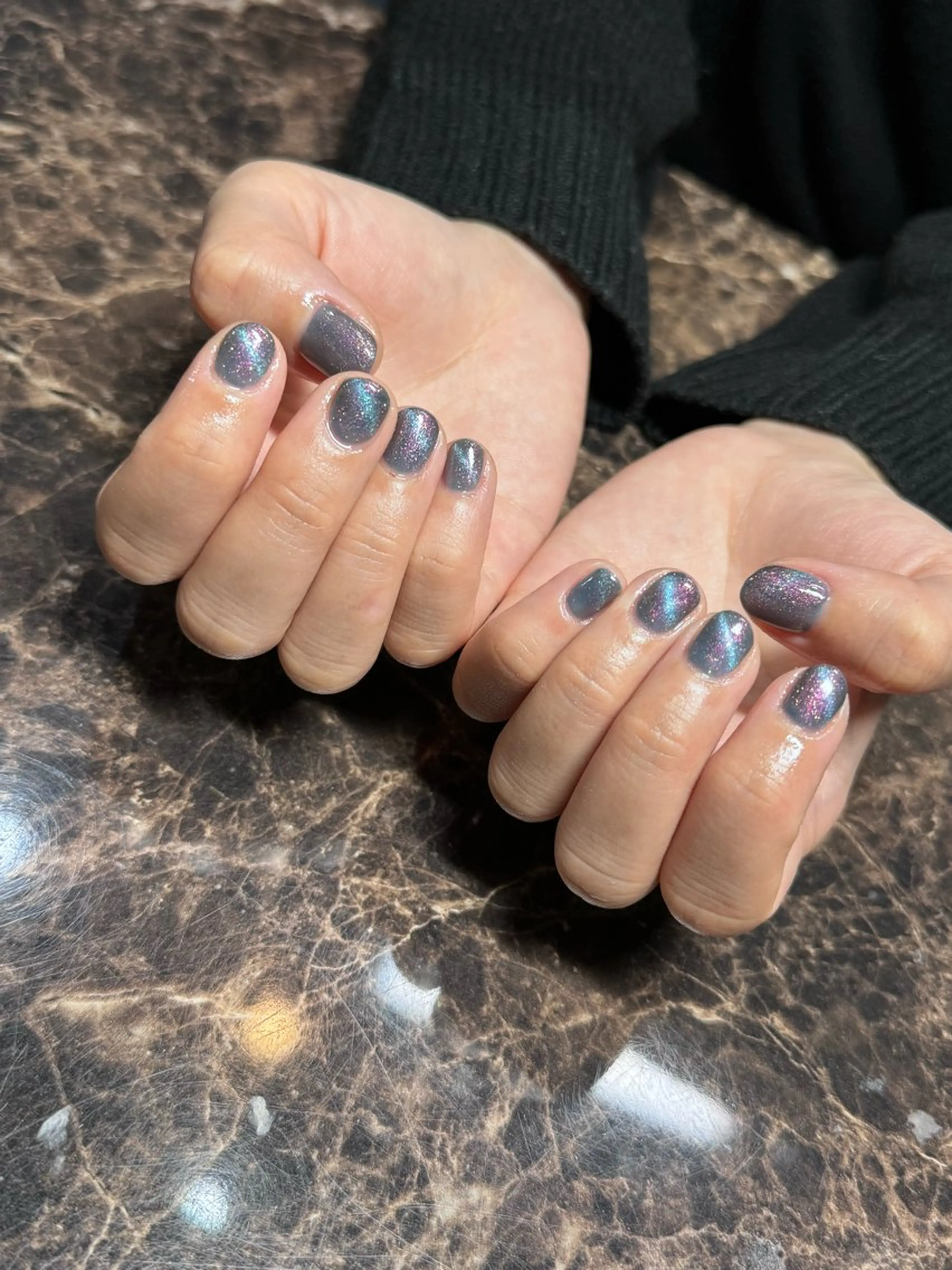 ネイル ブルー クリアネイル マグネットネイル ハンドネイル IROHA NAIL Mihoのネイルデザイン