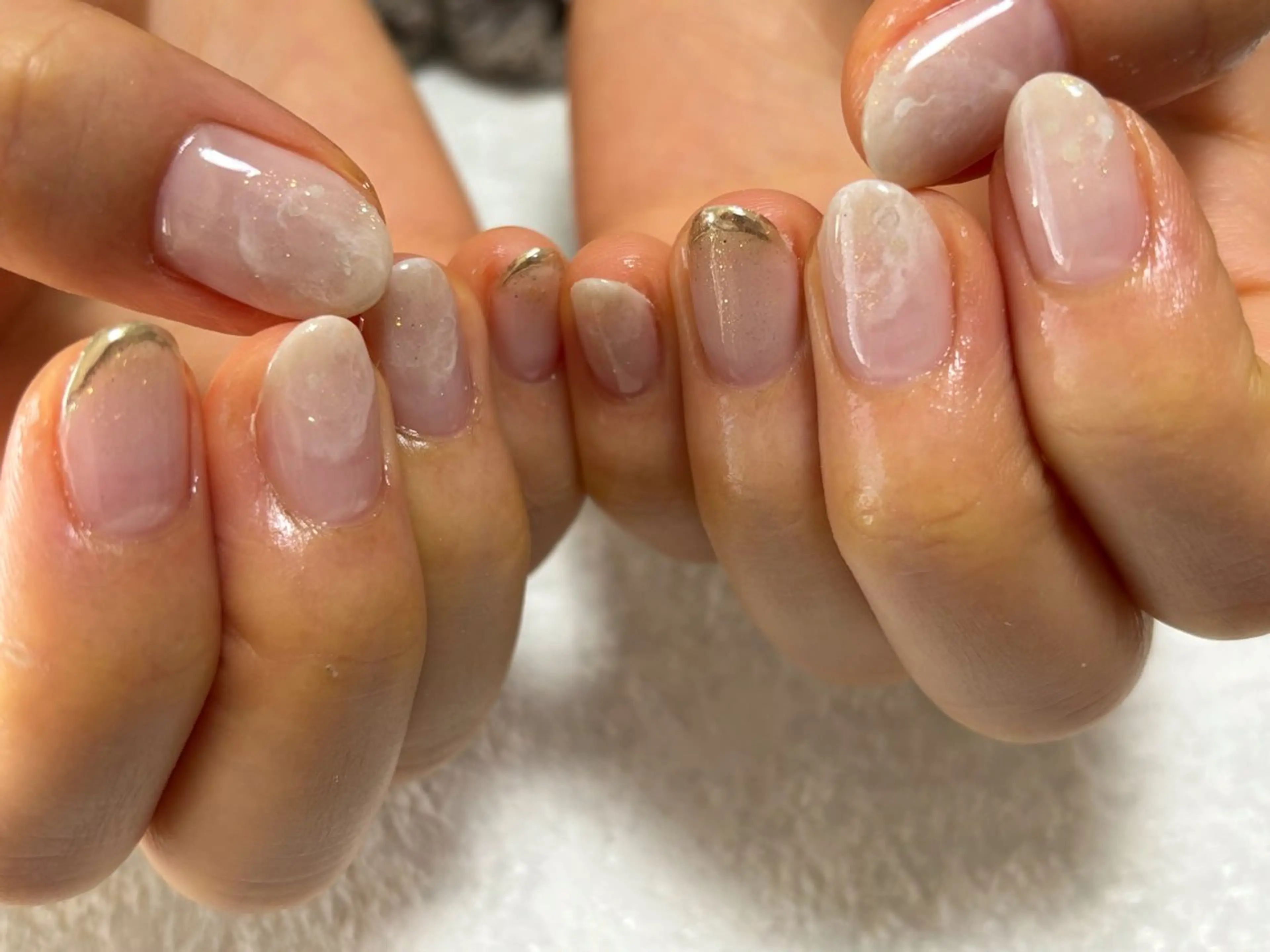 ネイル オーロラネイル フットネイル フレンチネイル ジェルネイル 韓国ネイル ハンドネイル kiki nail 二子玉川のネイルデザイン