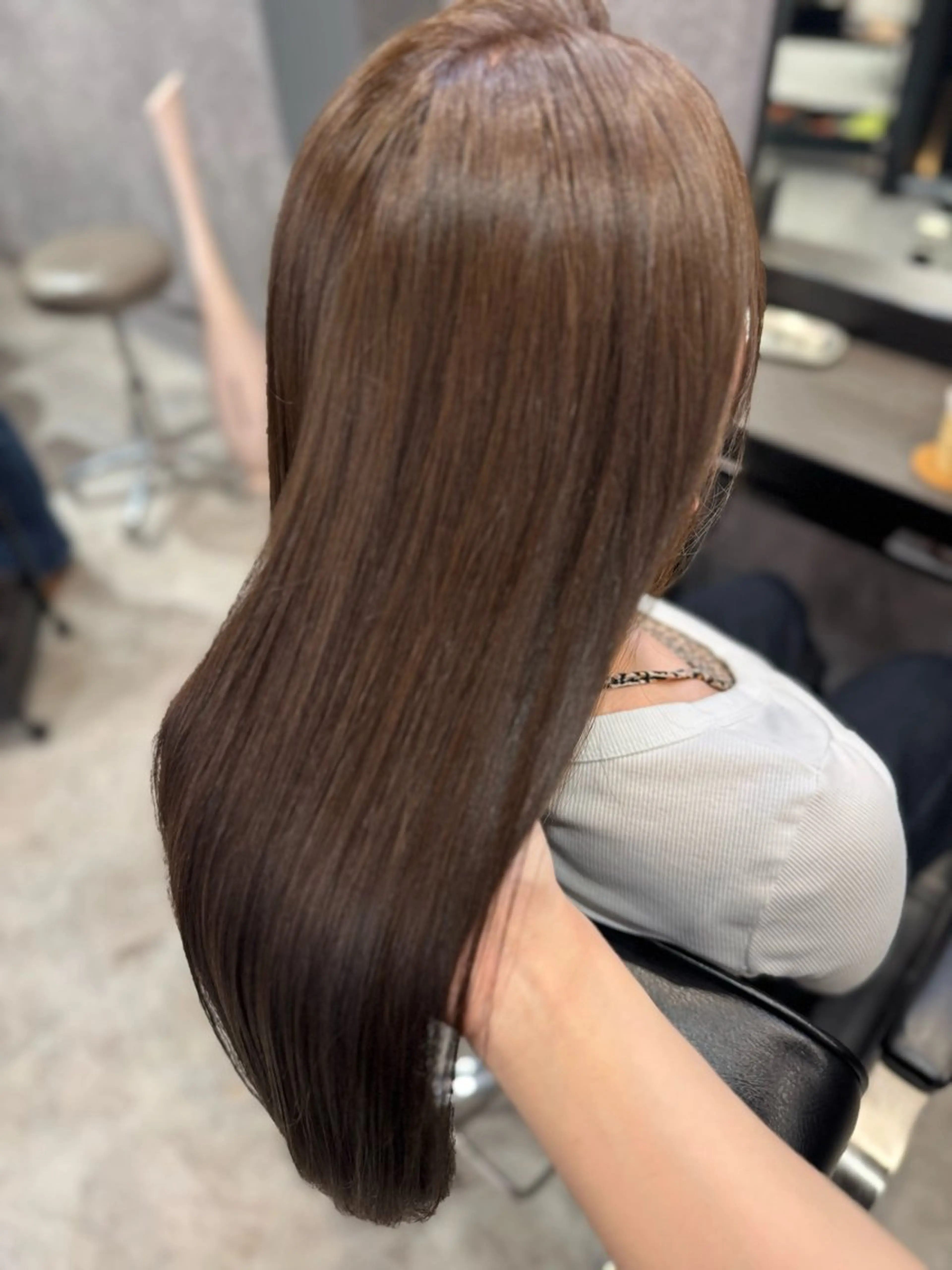 ロング カラー アッシュ アッシュブラウン ブリーチ ブラウンカラー ダブルカラー ヘアカラー ink Runaのマツエク・マツパデザイン