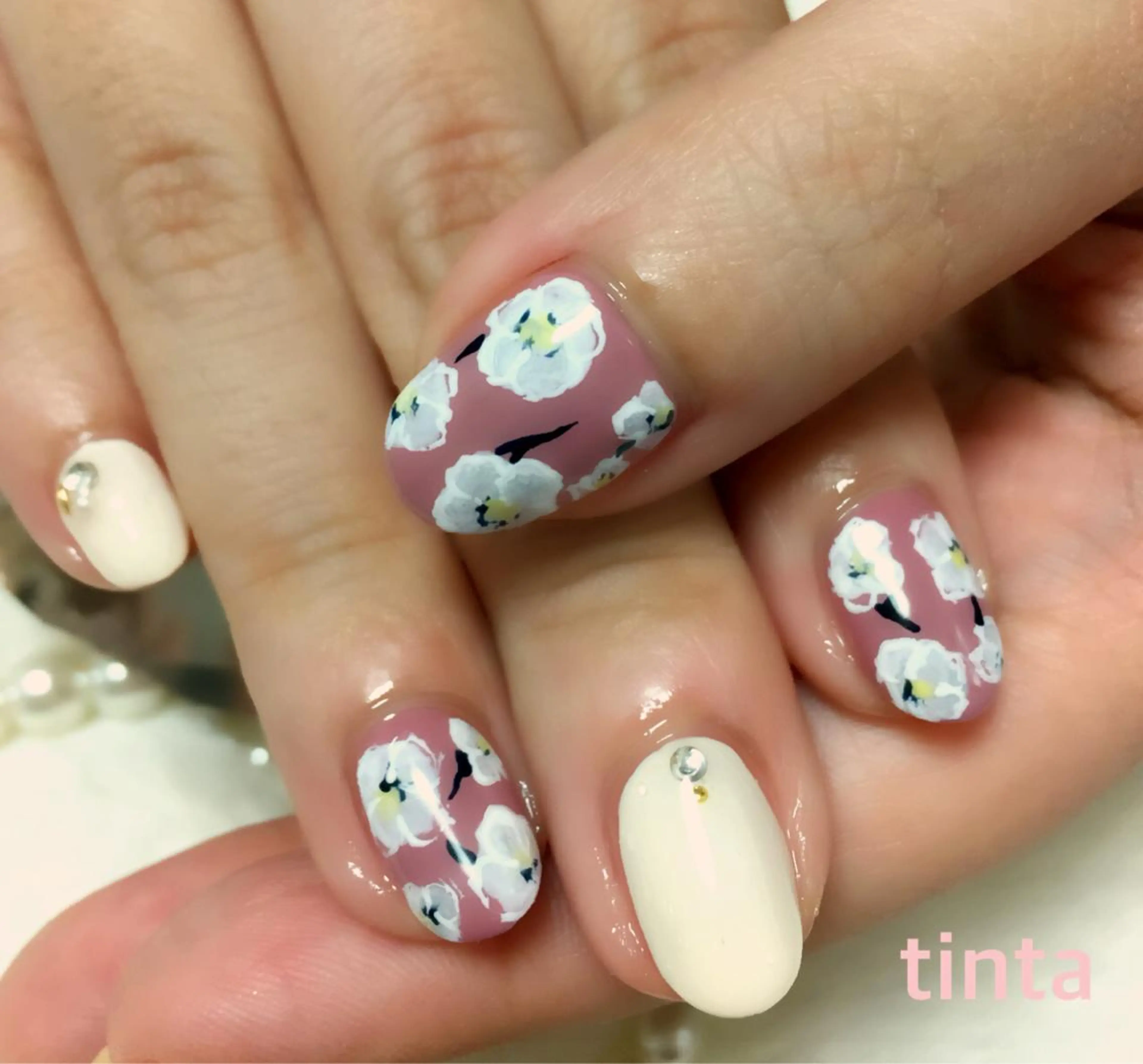 ネイル フラワーネイル ピンク ネイルサロン ティンタ所属・馬場 典子のネイルデザイン