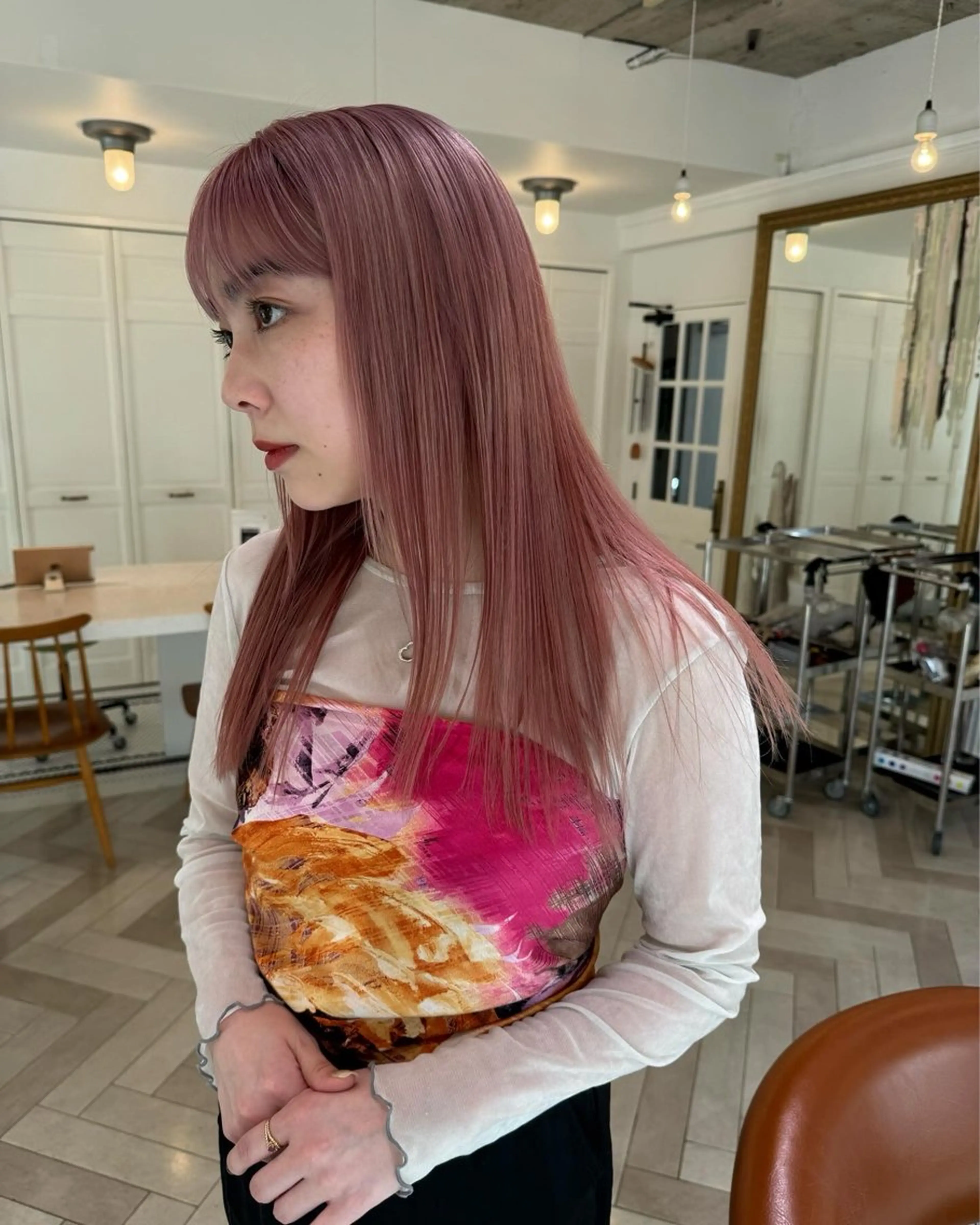 カラー ヘアカラー ブリーチカラー🎀 韓国風/寺門美優のヘアスタイル