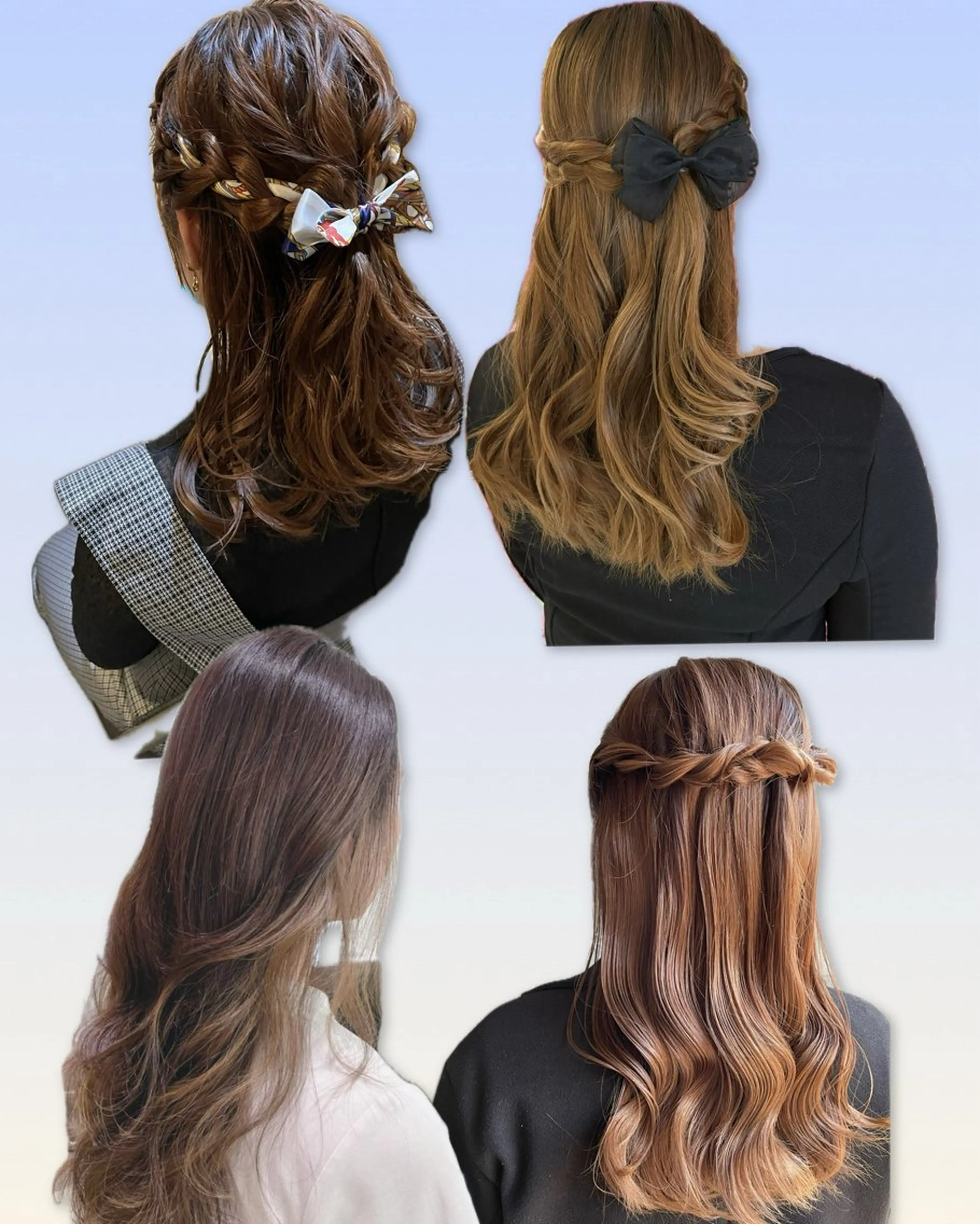 ヘアセットダウンスタイル💜巻き、ハーフアップなどの写真