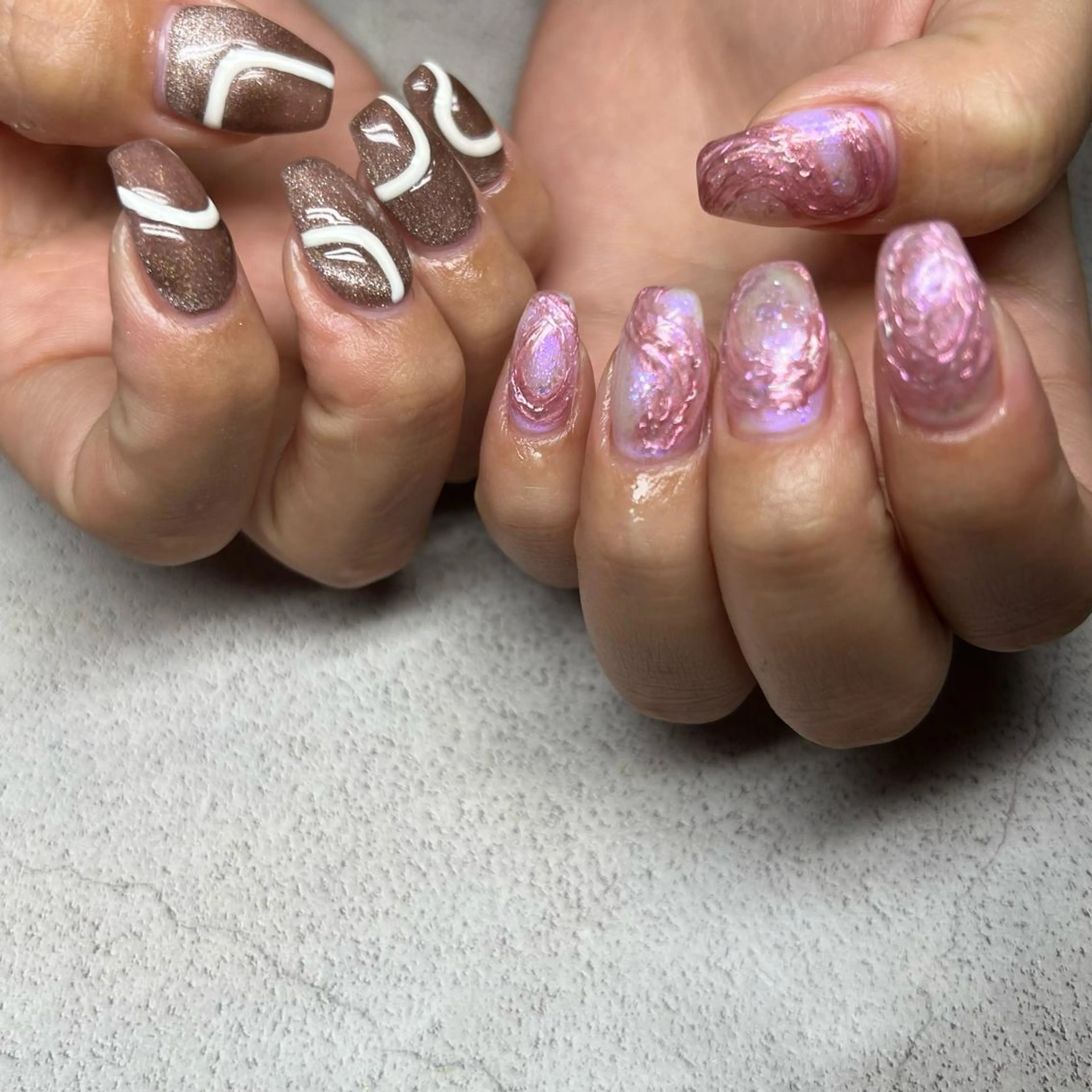 ネイル マグネットネイル ニュアンスネイル ピンク ハンドネイル 𝐫𝐚𝐢 𝐧𝐚𝐢𝐥のネイルデザイン