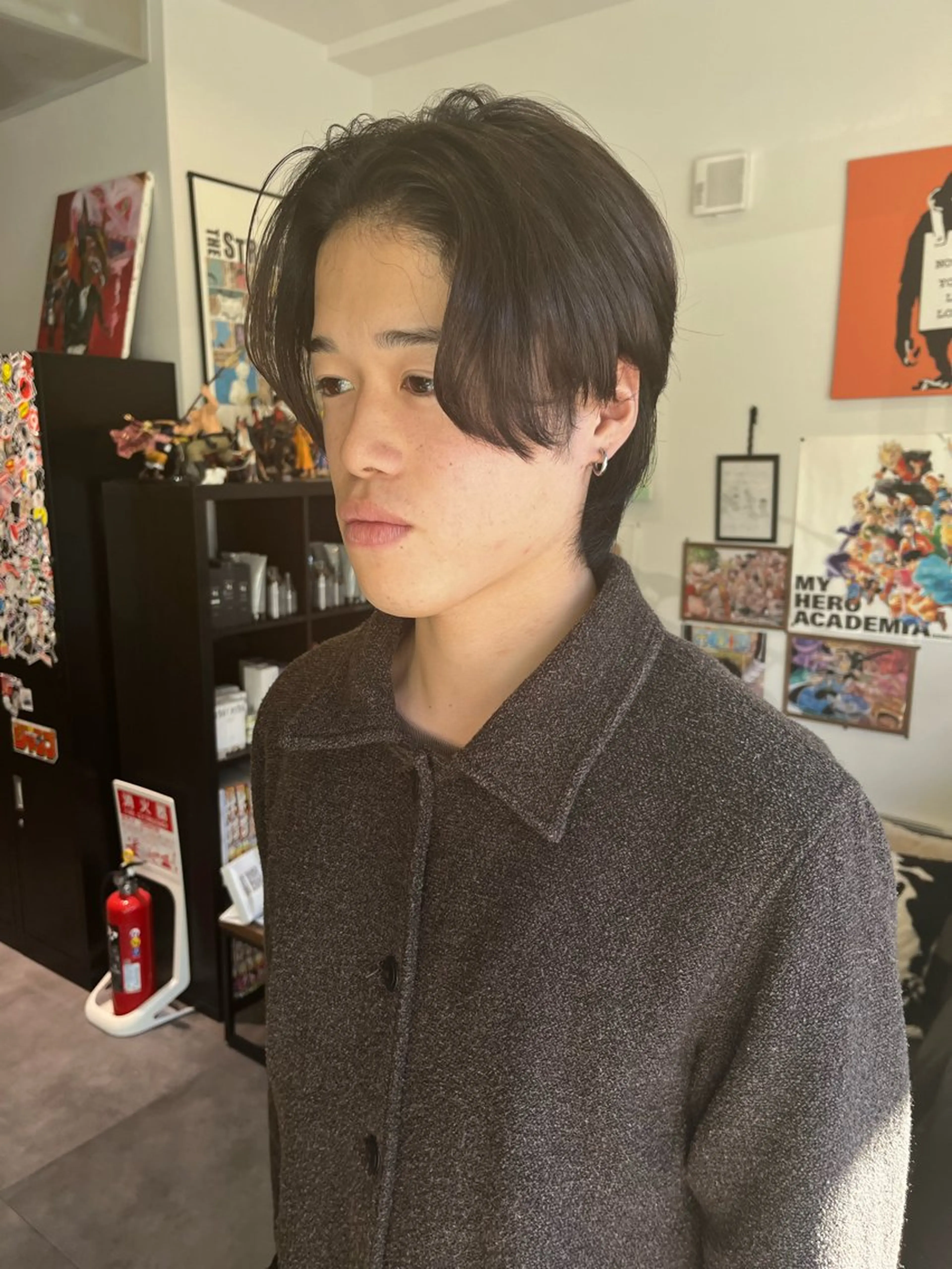 ミディアム カラー メンズ グレージュ カット ヘアカラー アトム/ウルフ パーマ/レイヤーのヘアスタイル