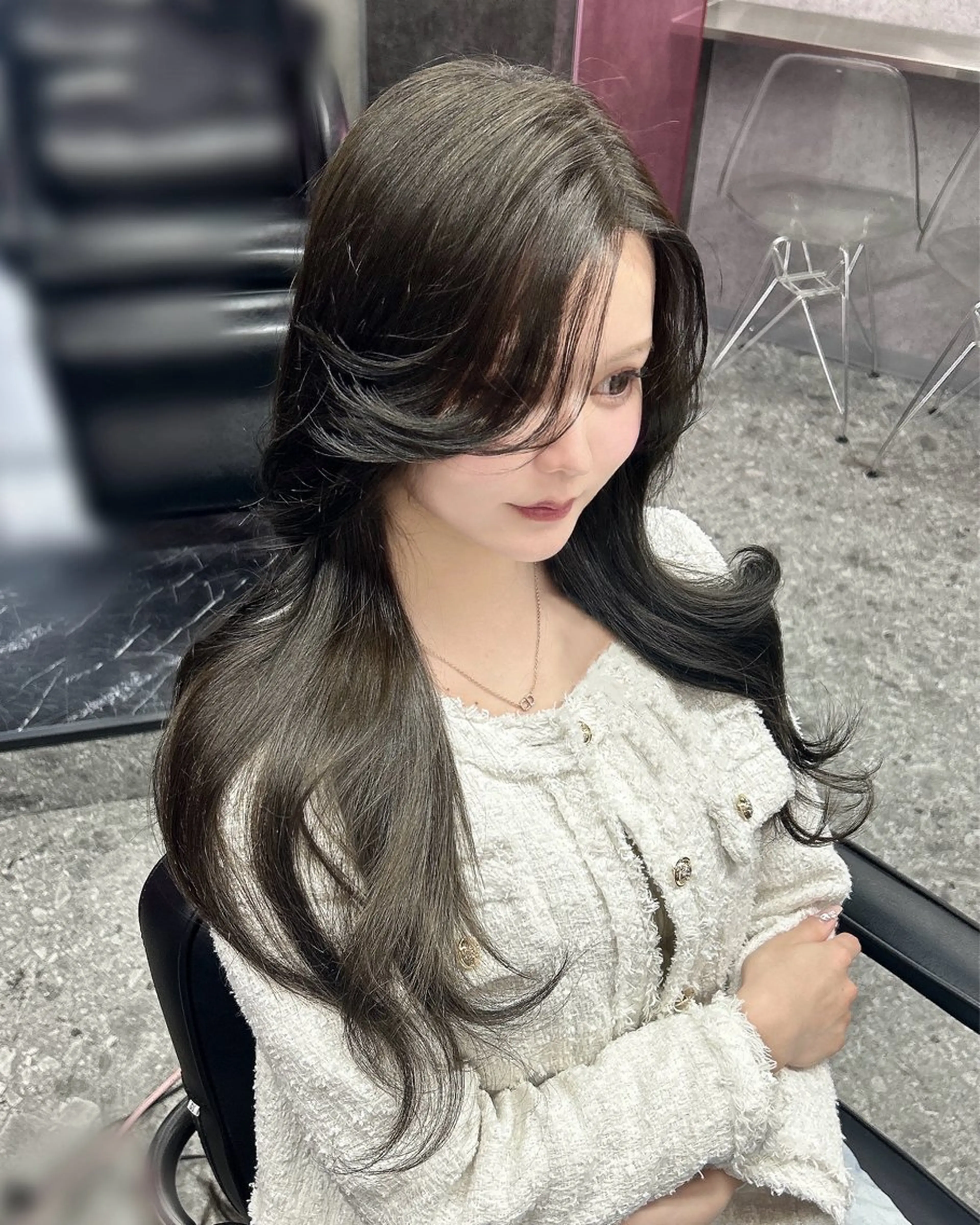 カラー ダブルカラー カット ヘアカラー LANDS所属・nanaka 🤍韓国ワンホンヘアのヘアスタイル