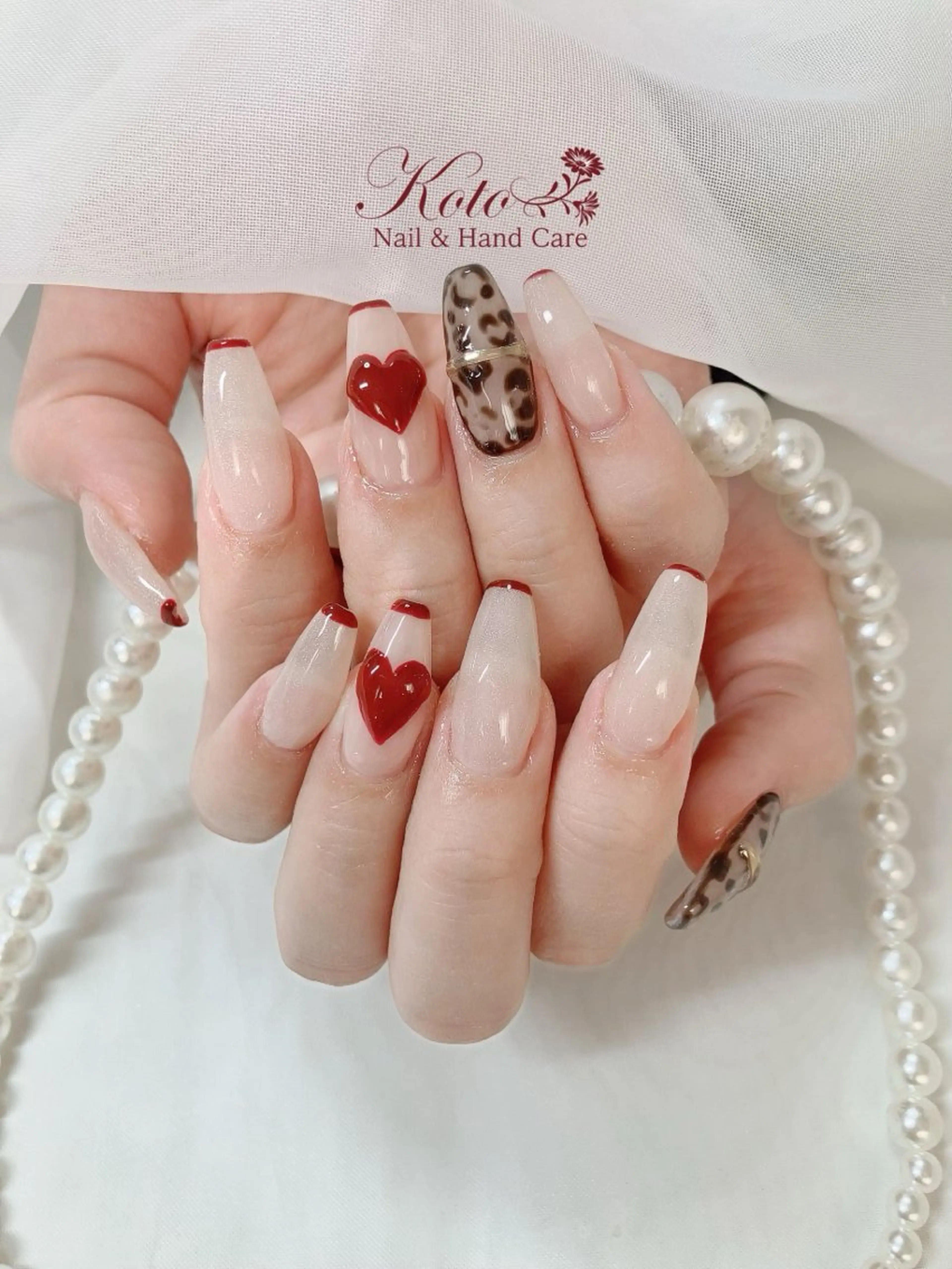 ネイル 長さ出し ジェルネイル 持ち込み ニュアンスネイル 赤色 ハンドネイル Nail Salon KOTOのネイルデザイン