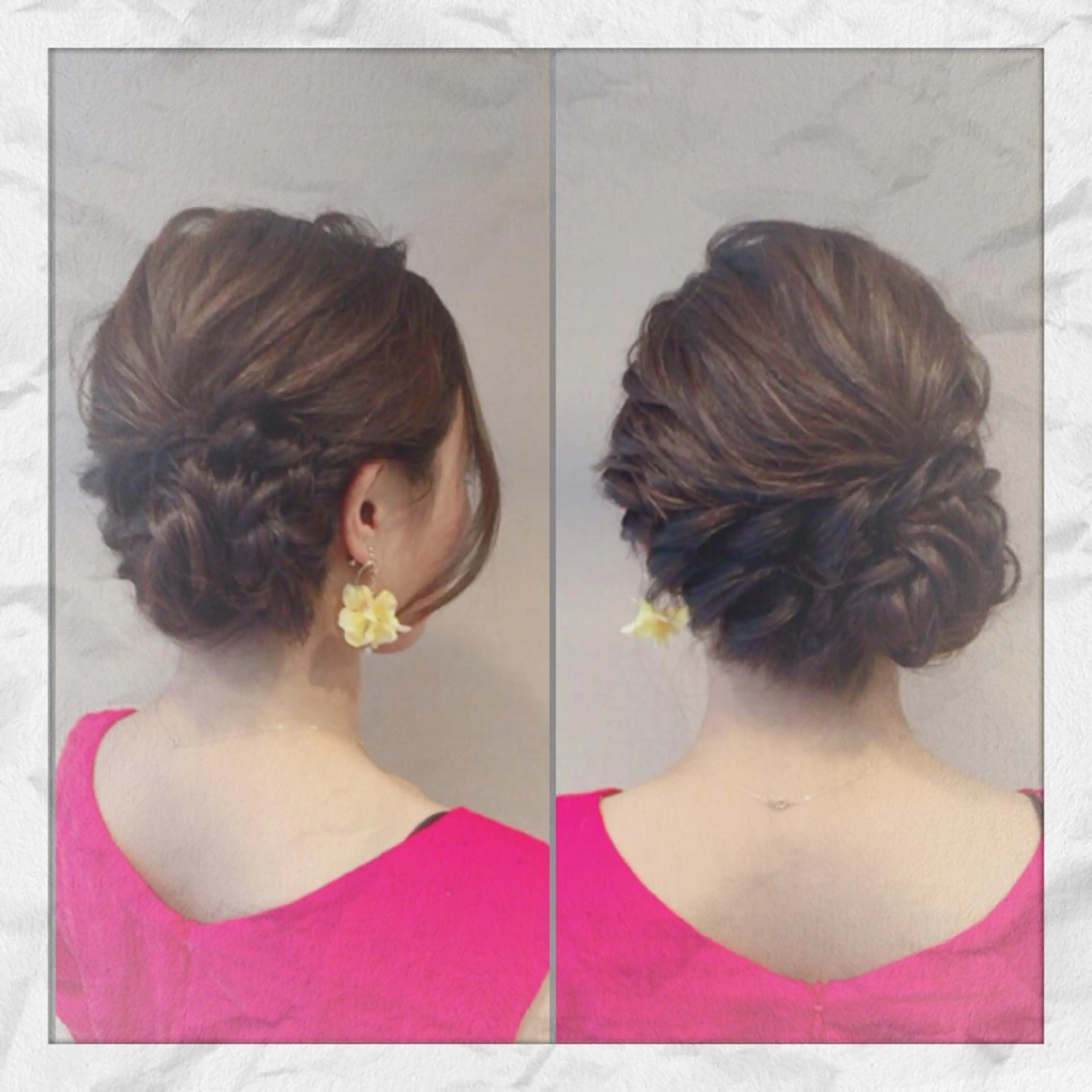 セミロング ヘアアレンジ 結婚式・ブライダル ヘアセット ヘアセット/着付け 𓇼 松本 夏美𓇼のヘアスタイル