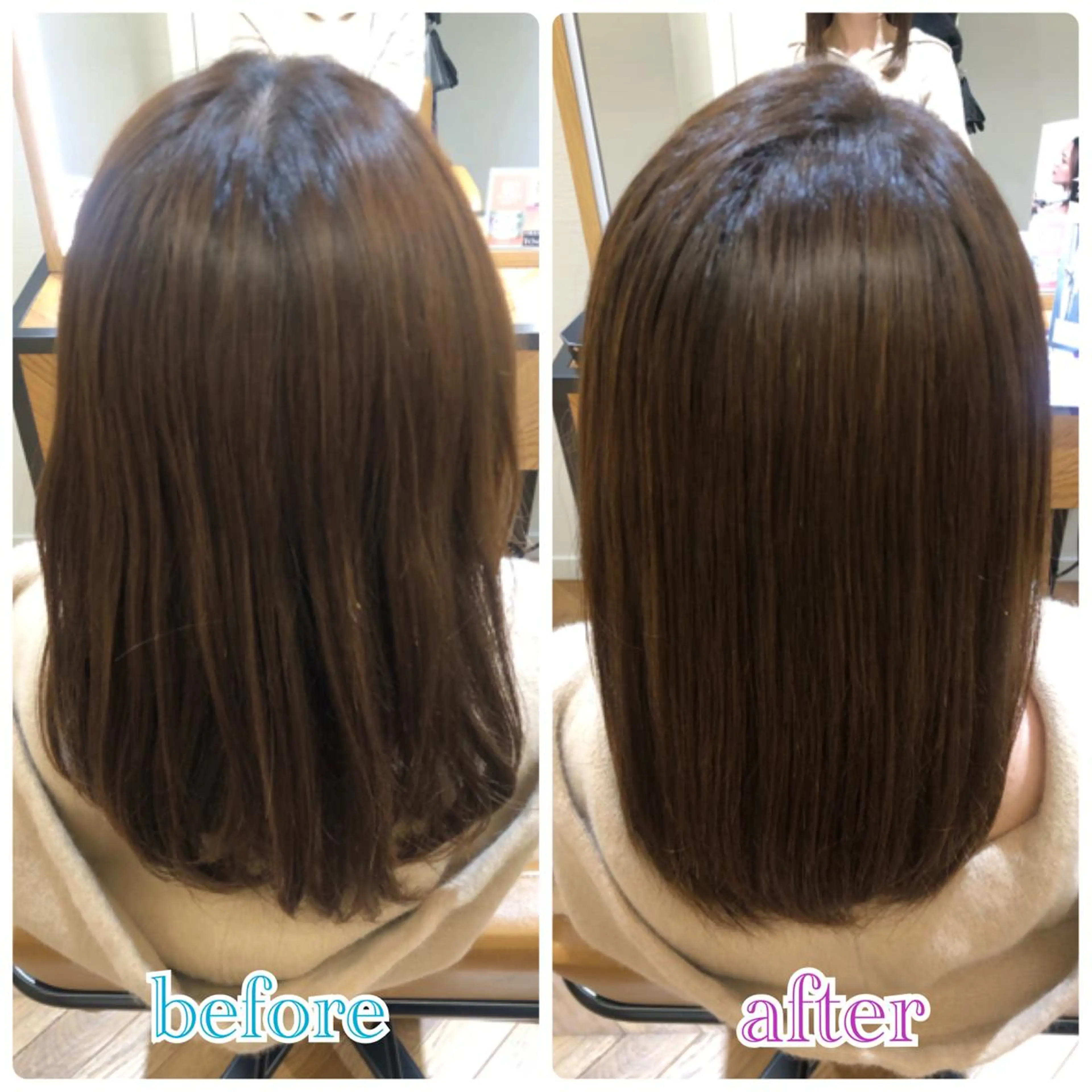 セミロング 縮毛矯正 トリートメント elements所属・榎 菜摘のヘアスタイル