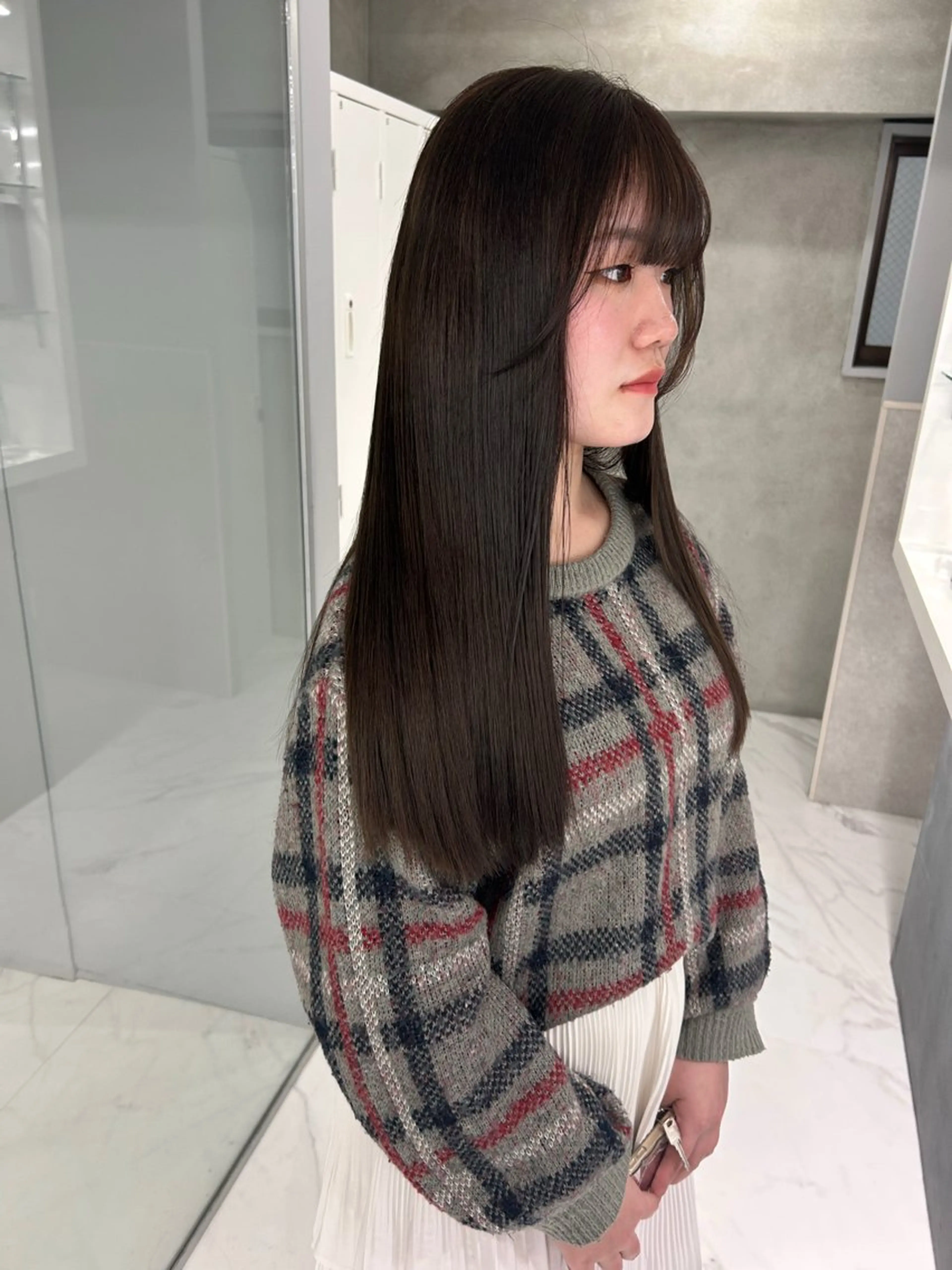 ロング カラー ブリーチ ブラウンカラー ココアブラウン トリートメント カット ヘアカラー トリートメント shizuna/天神 /メンズ/ボブのヘアスタイル