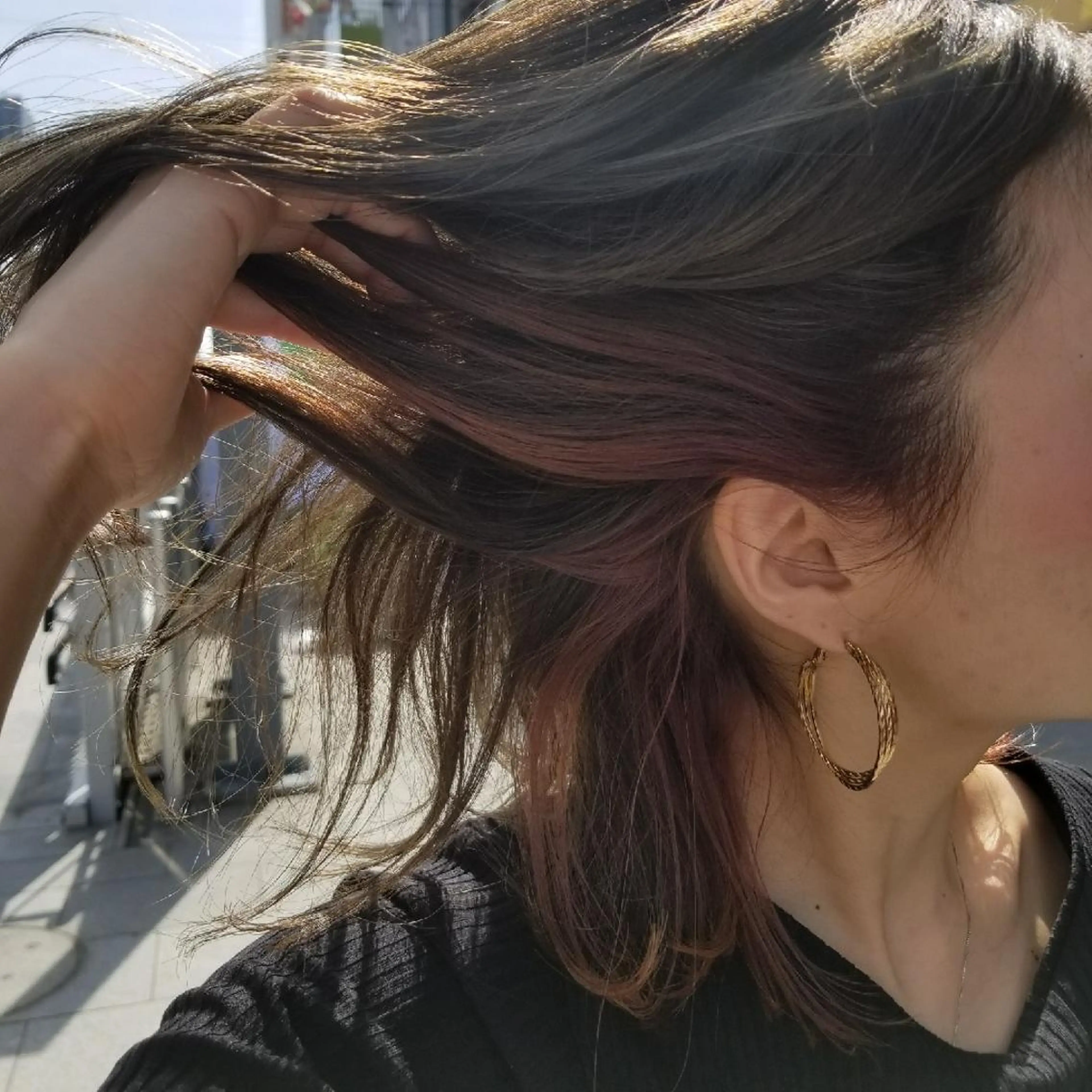 ミディアム ハイライト 顔周りレイヤーカット 髪質改善代表西村功平のヘアスタイル