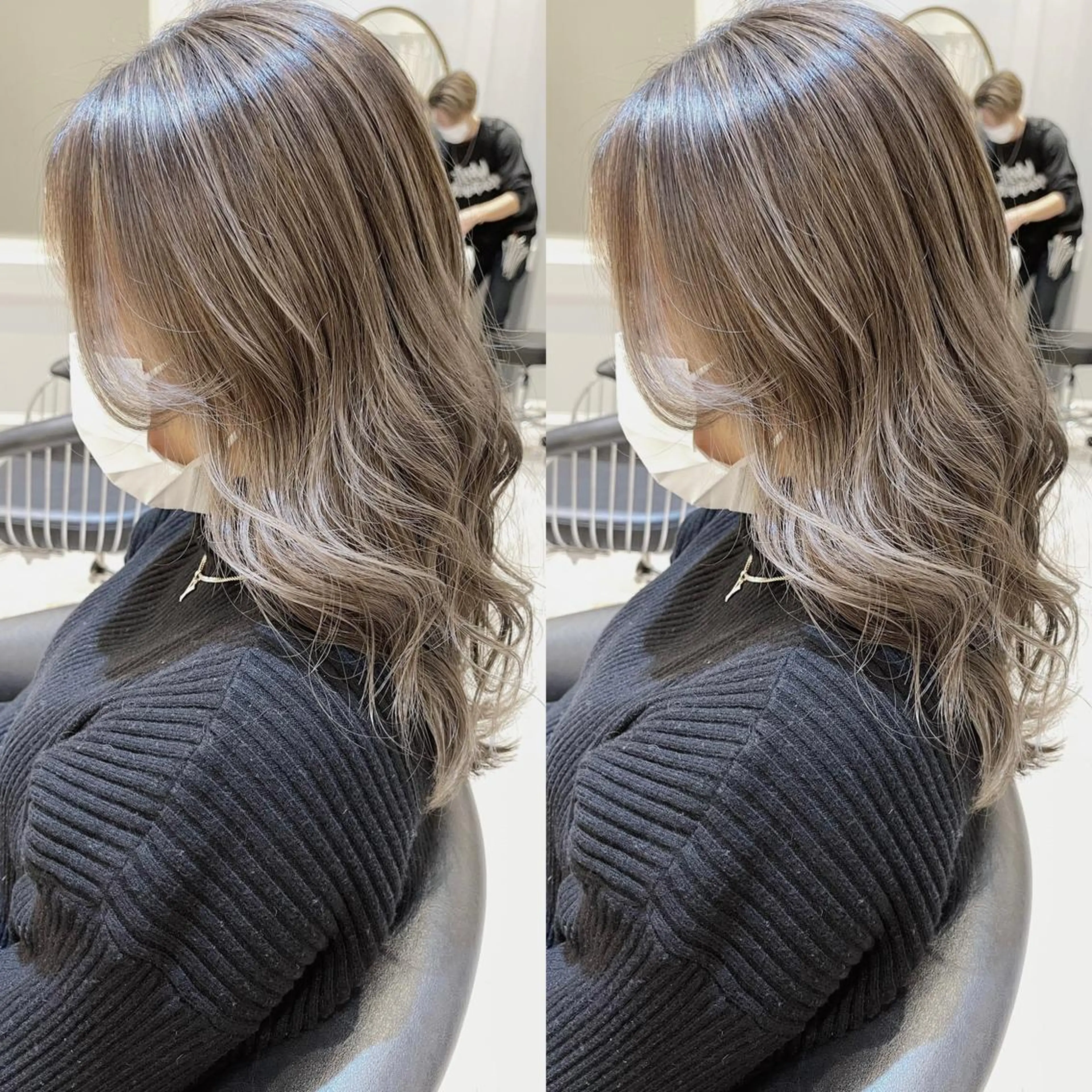 ミディアム カラー グレージュ ハイライトカラー ハイライト youres  hair所属・佐々木 裕一のヘアスタイル