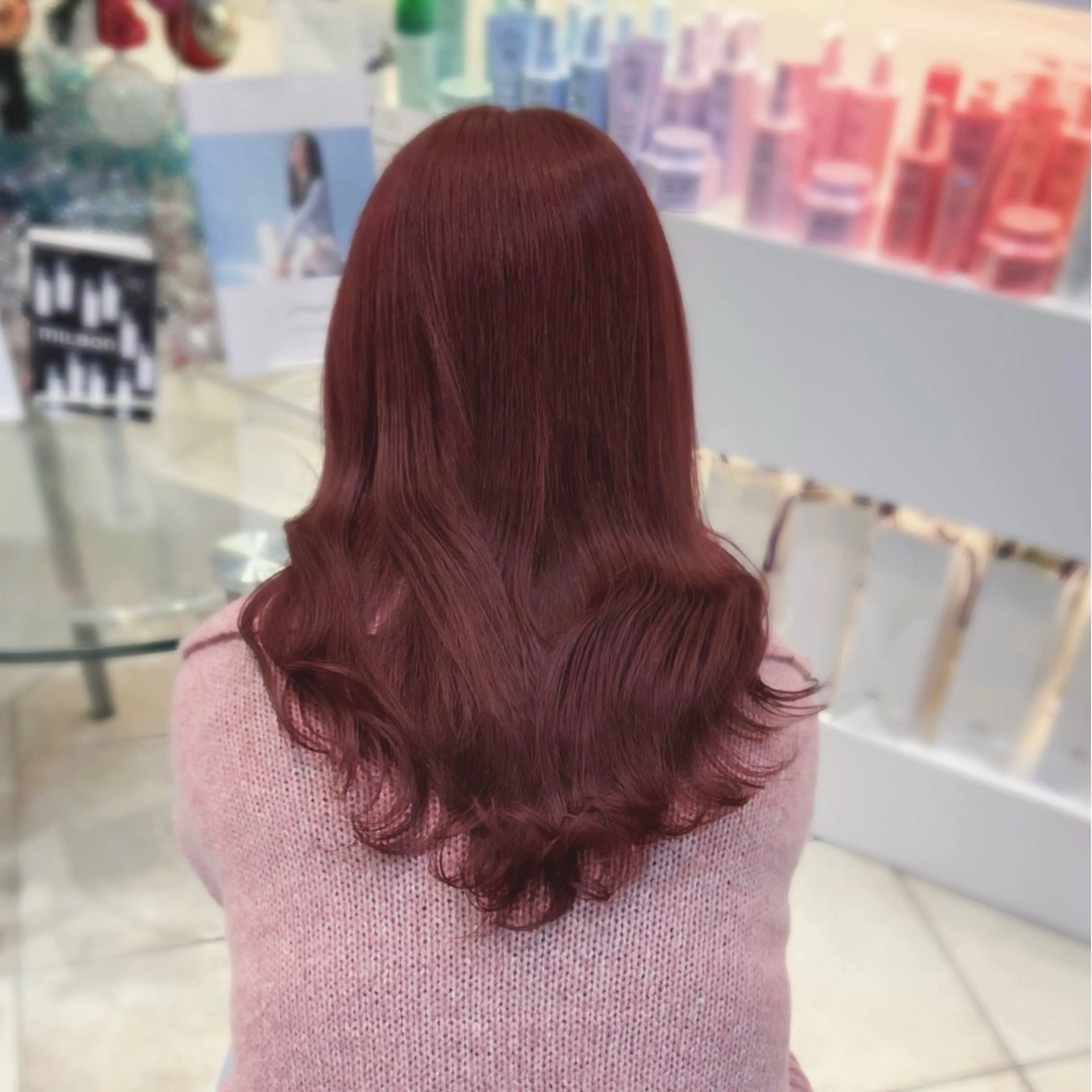 セミロング カラー ブリーチ ブリーチなしカラー レッドカラー トリートメント mei 撮影モデル募集中！のヘアスタイル