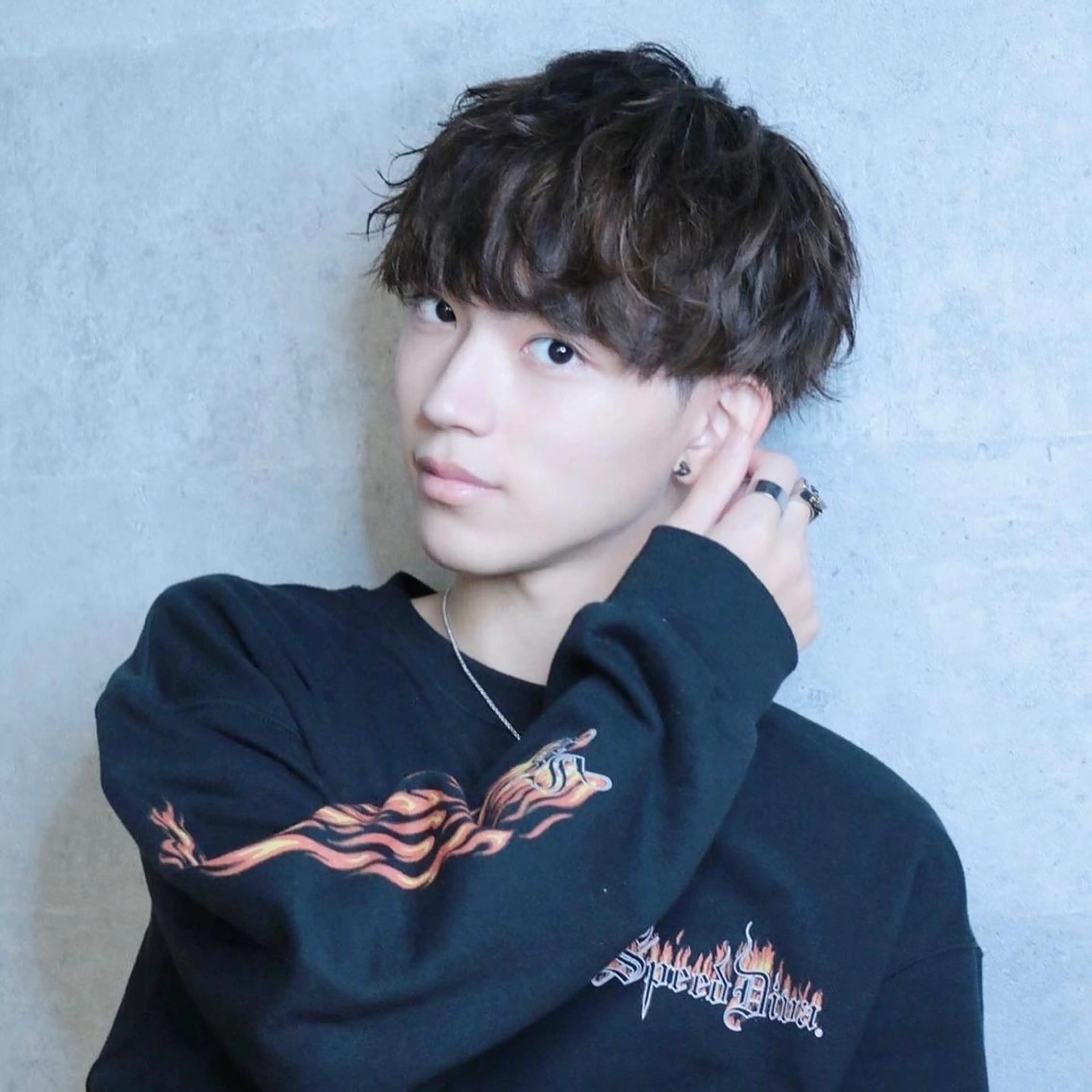 ショート パーマ メンズ メンズパーマ スパイラルパーマ 飯塚 想のヘアスタイル