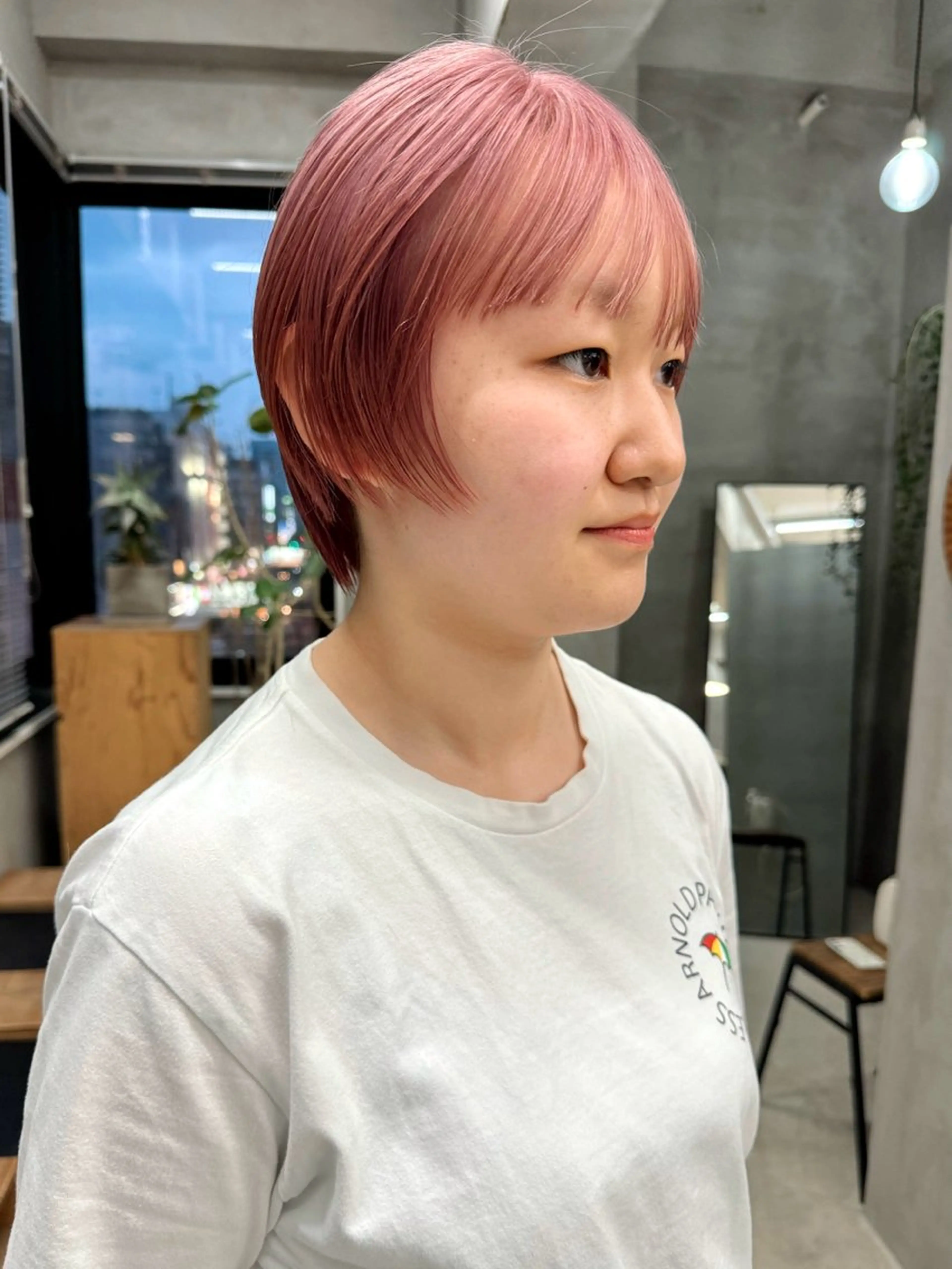 ショート カラー ベージュカラー ピンクカラー ピンクベージュ カット ヘアカラー トリートメント デザイン/レイヤー Kaito🐩/栄のヘアスタイル
