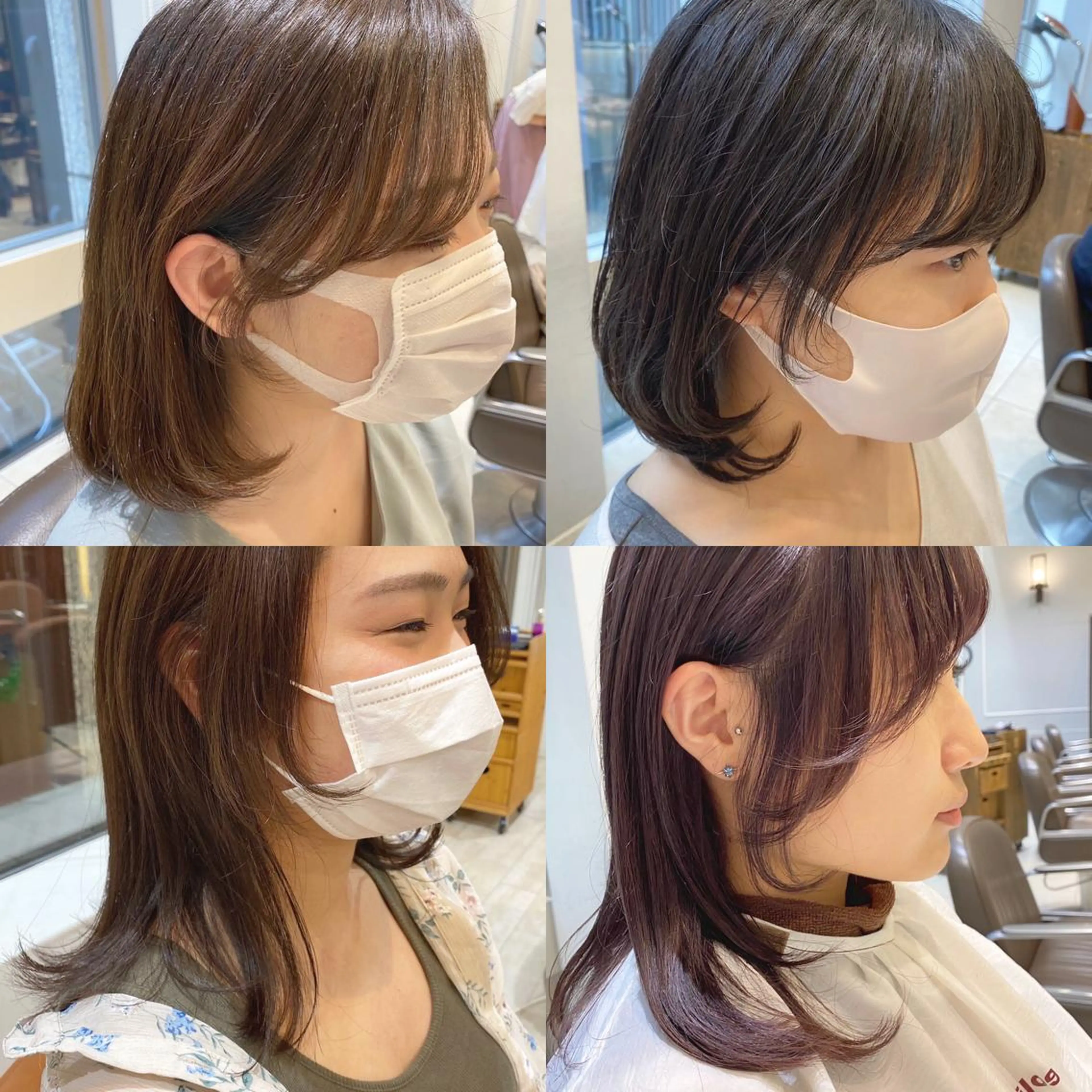 ミディアム カラー サイドバング 小顔カット 韓国ヘア🇰🇷 トヨキトキコのヘアスタイル