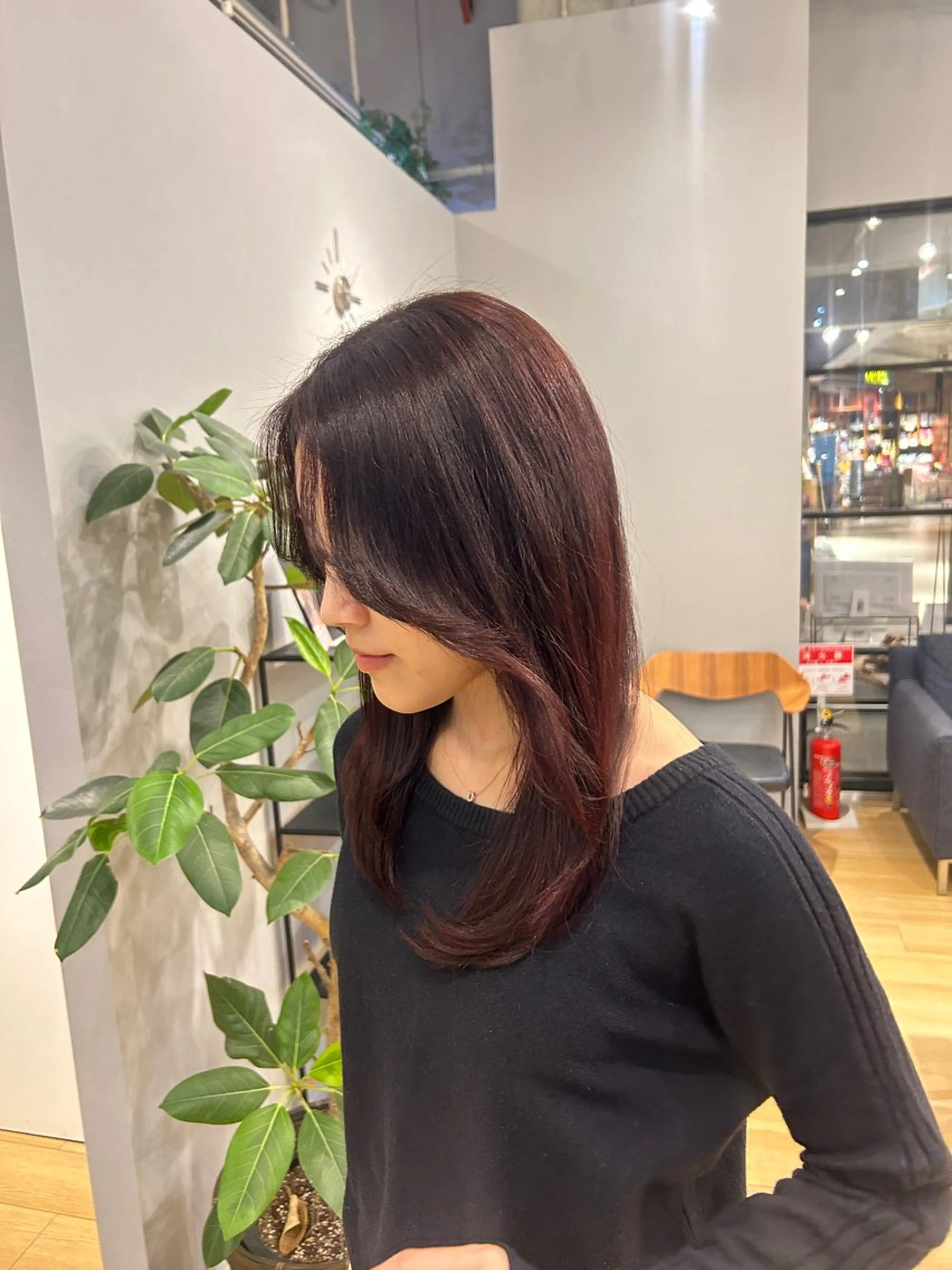 セミロング カラー ブラウンカラー レッドカラー レッドブラウン ヘアカラー 暖色/ボブ/吉岡美音 GIEN NU茶屋町のヘアスタイル