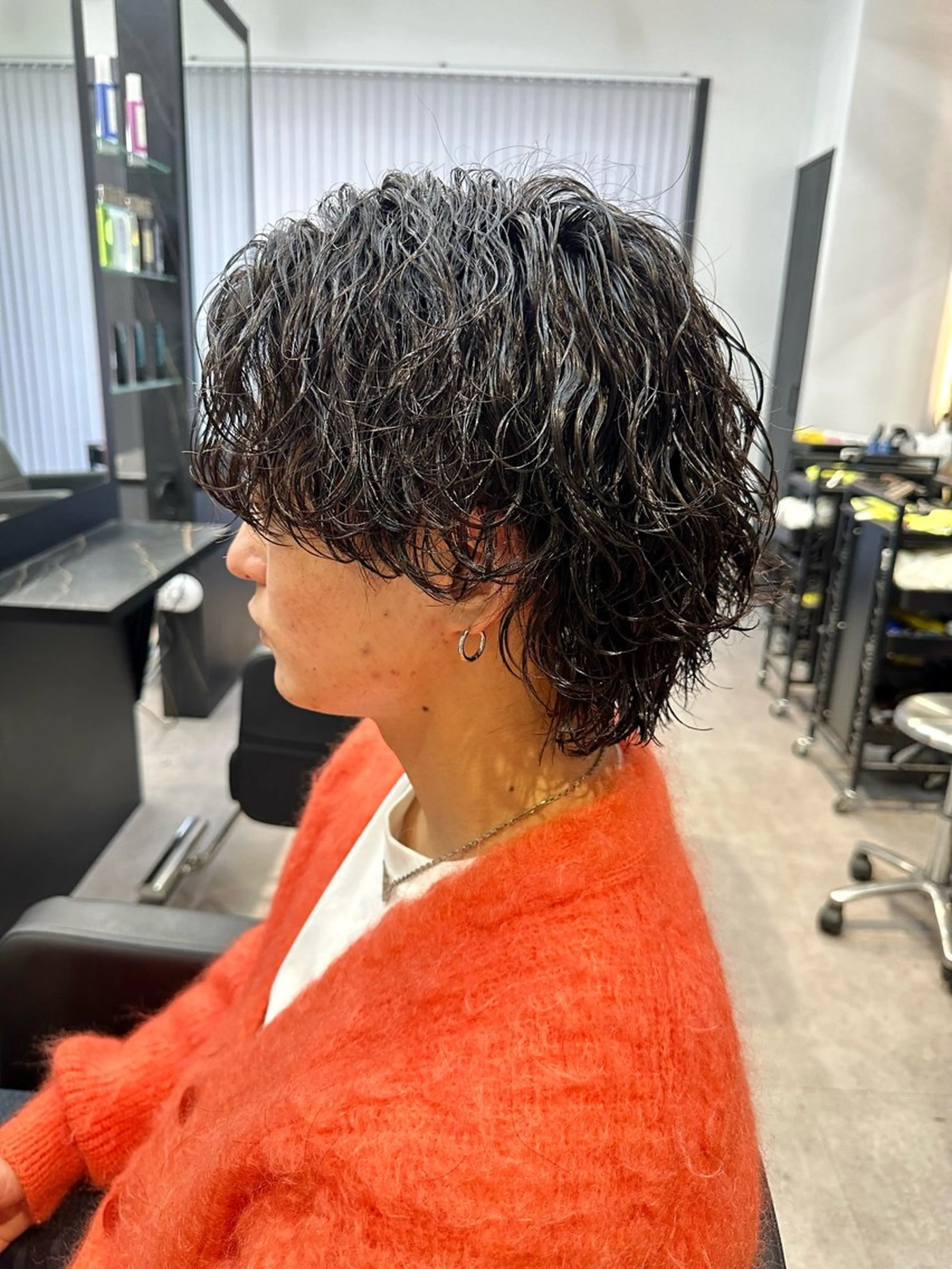 ミディアム パーマ メンズ カット パーマ 平内 賢人のヘアスタイル