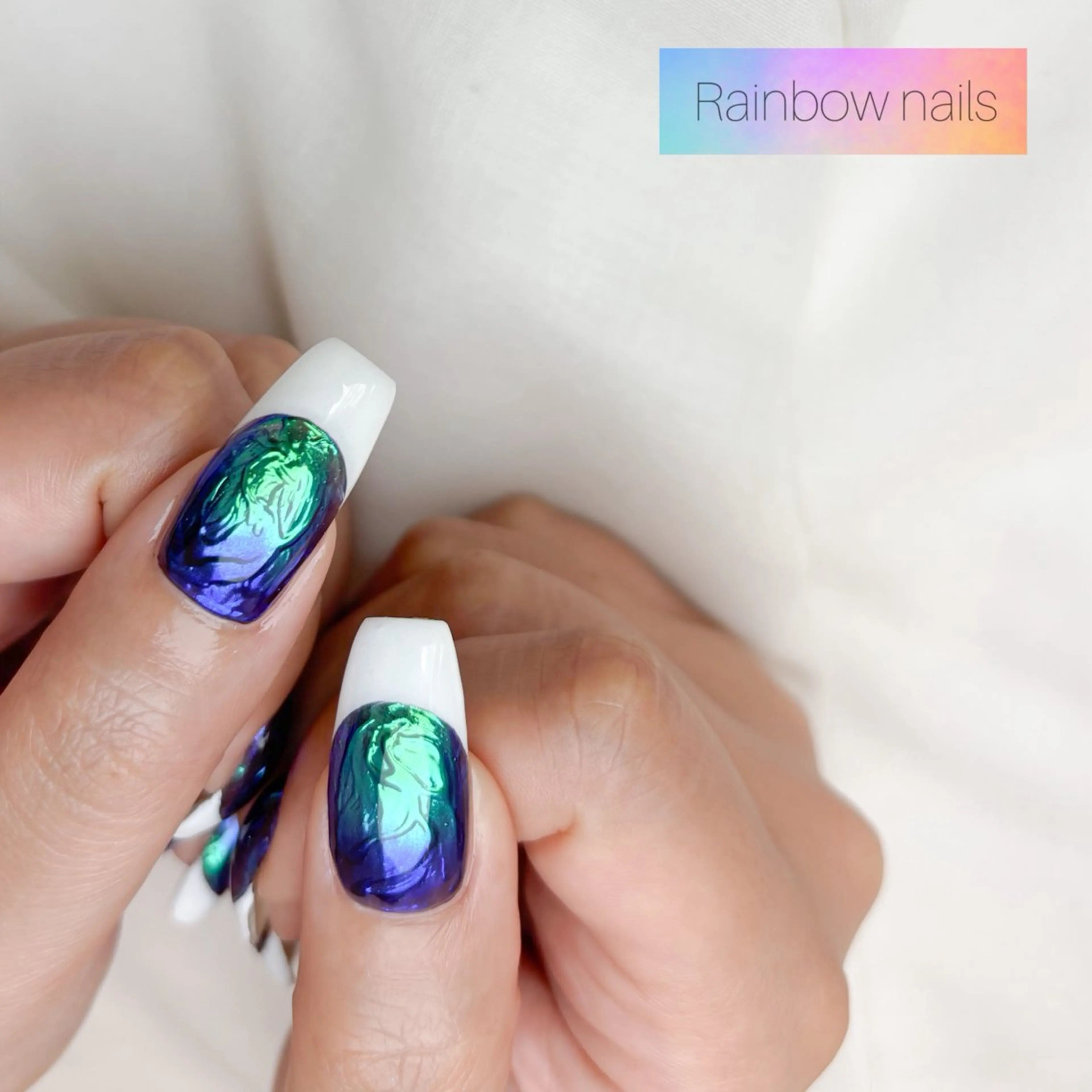 ネイル フレンチネイル ミラーネイル ハンドネイル Rainbow nailsくろちゃんのネイルデザイン