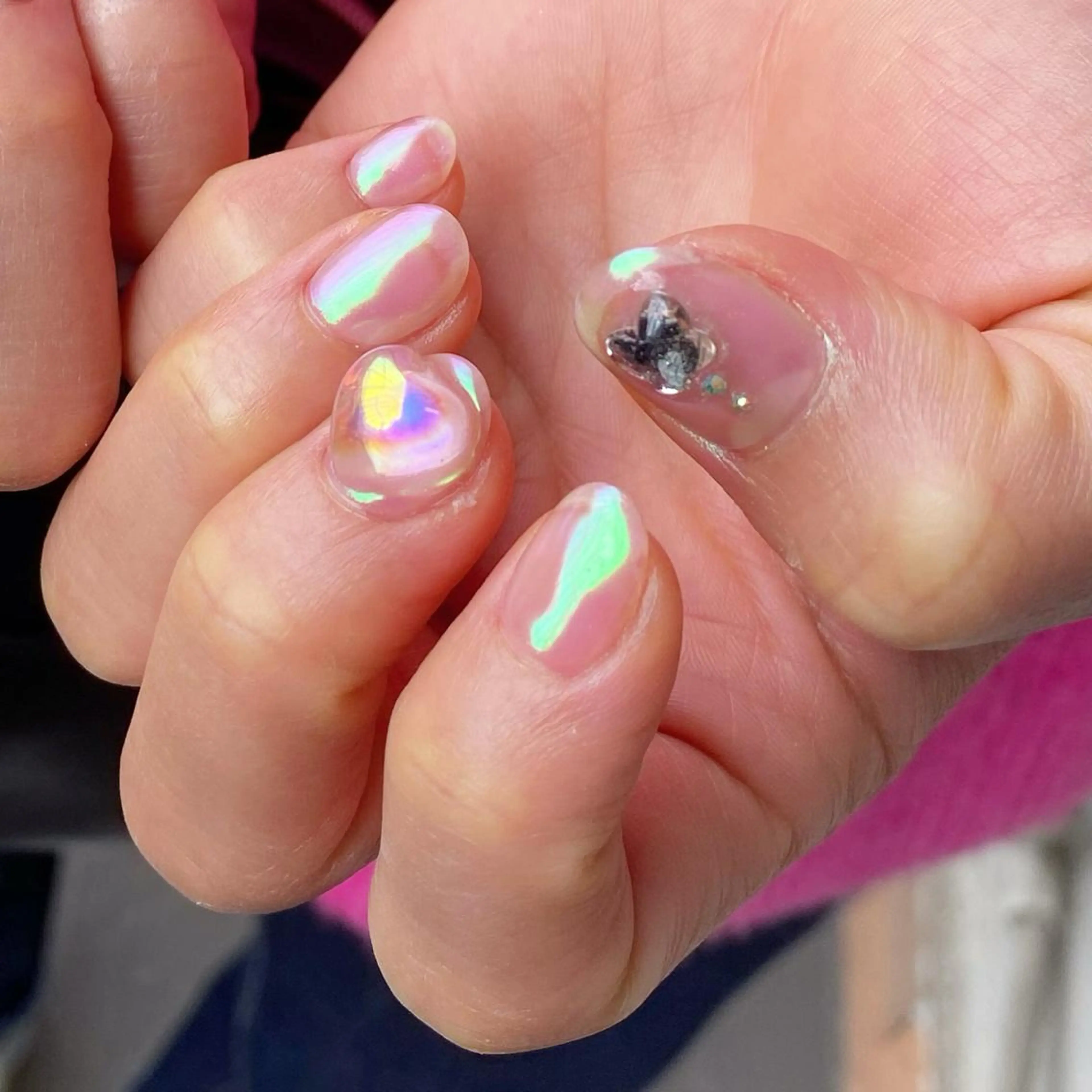 ネイル アートネイル オーロラネイル 氷ネイル・うるうるネイル キラキラネイル 韓国ネイル To Me Nail所属・🩵 mei🩵のネイルデザイン