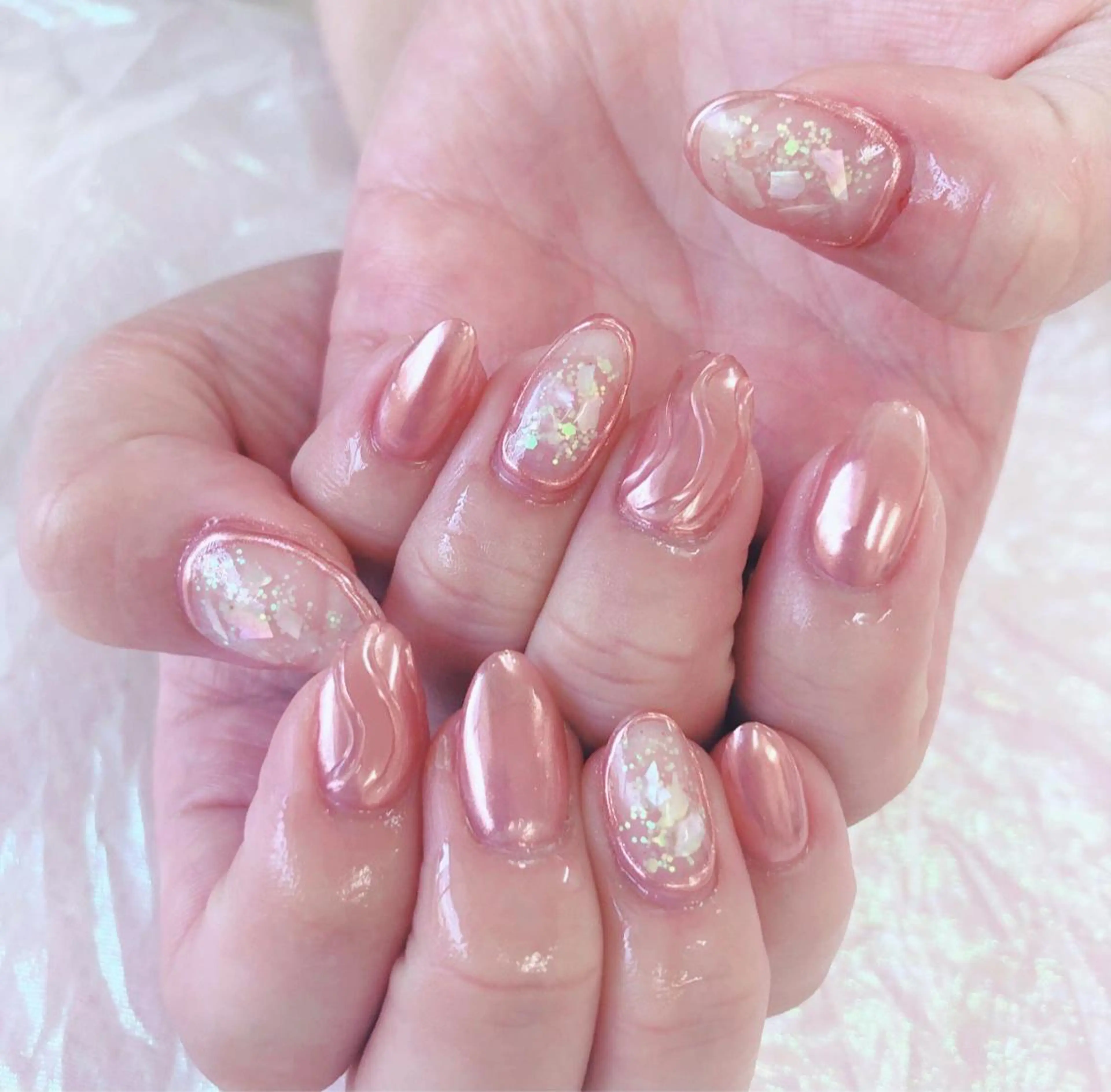 ネイル クリアネイル ジェルネイル ミラーネイル ハンドネイル Nail lieNのネイルデザイン