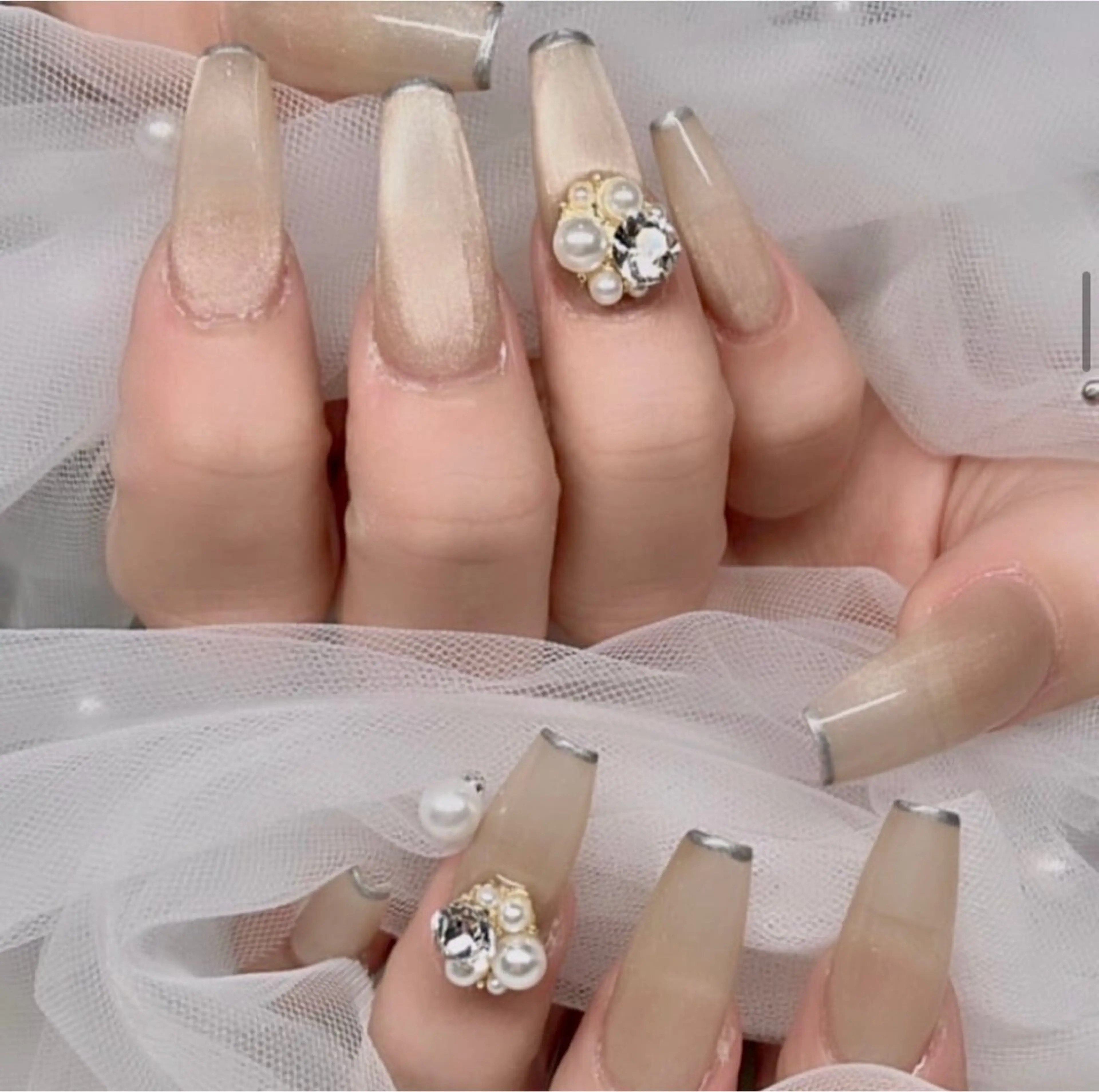 ロング ハンドネイル 山科駅徒歩3分❣️ 代表　紗恵子のネイルデザイン