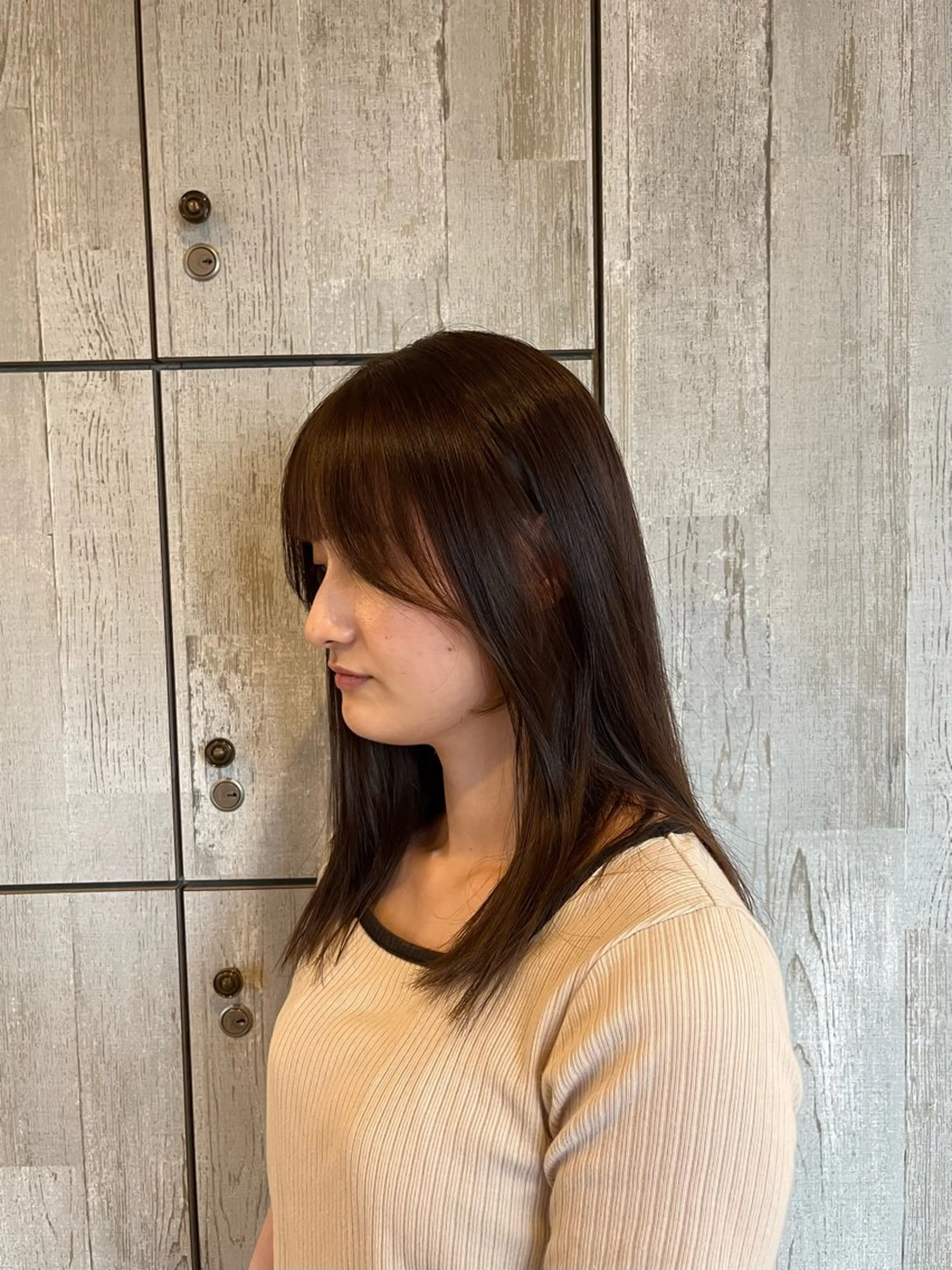 ロング カラー ベージュカラー 小顔カット 顔まわり/オフィス カラー/青栁優🔆のヘアスタイル