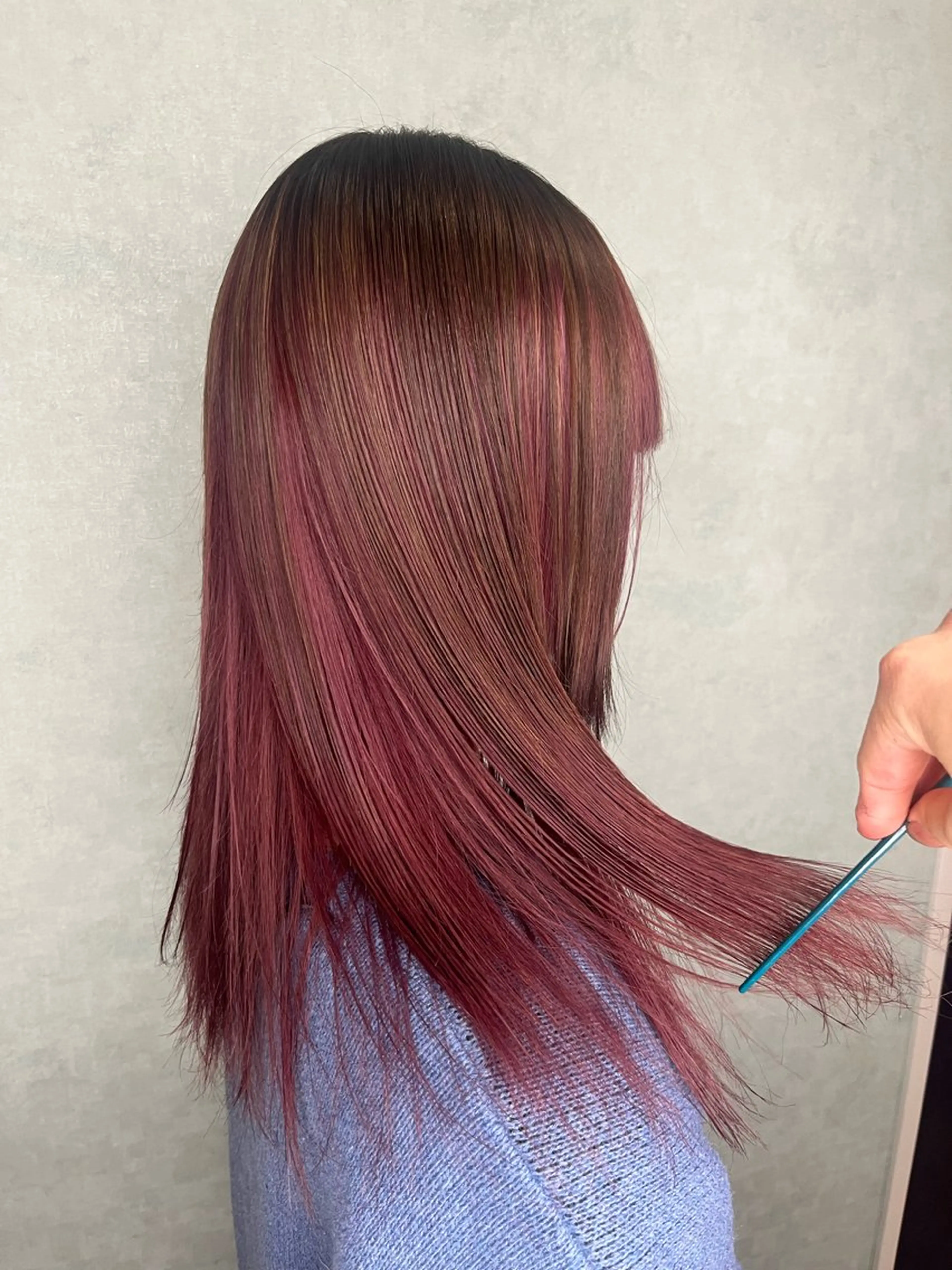 カラー ピンクカラー 透明感カラー✨🩵 韓国ヘアkanatoのヘアスタイル