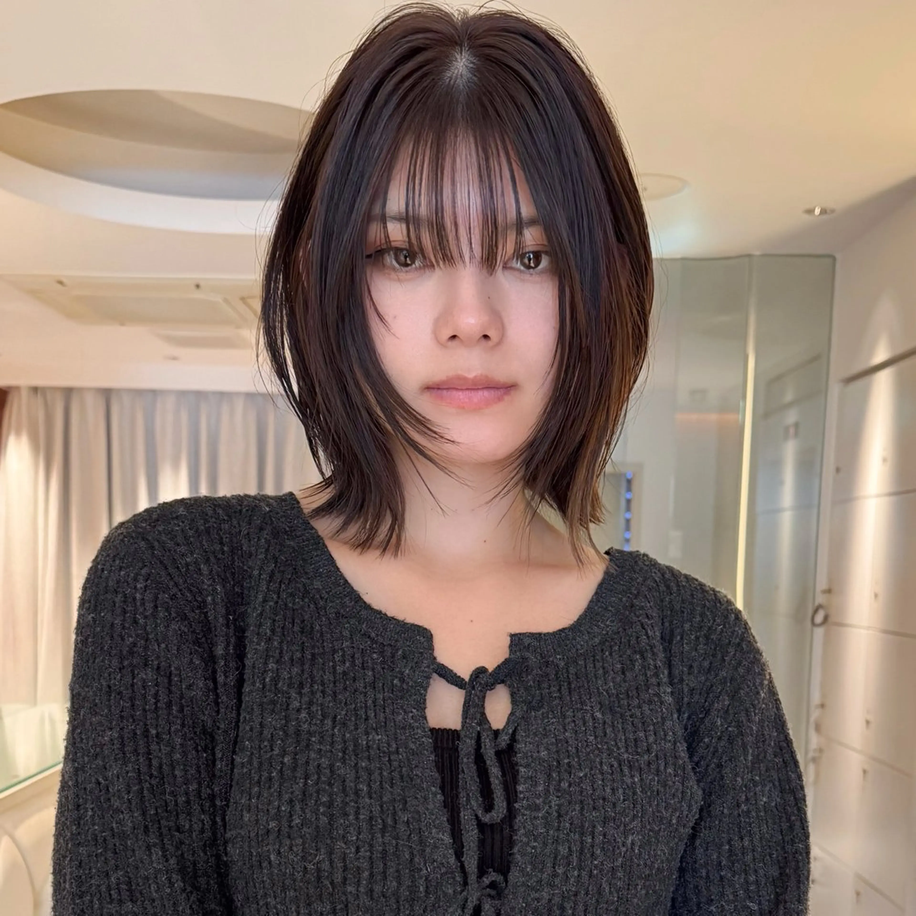 ミディアム ボブレイヤー ボブ レイヤーカット モデル募集/山田蓮/ レイヤーボブのヘアスタイル